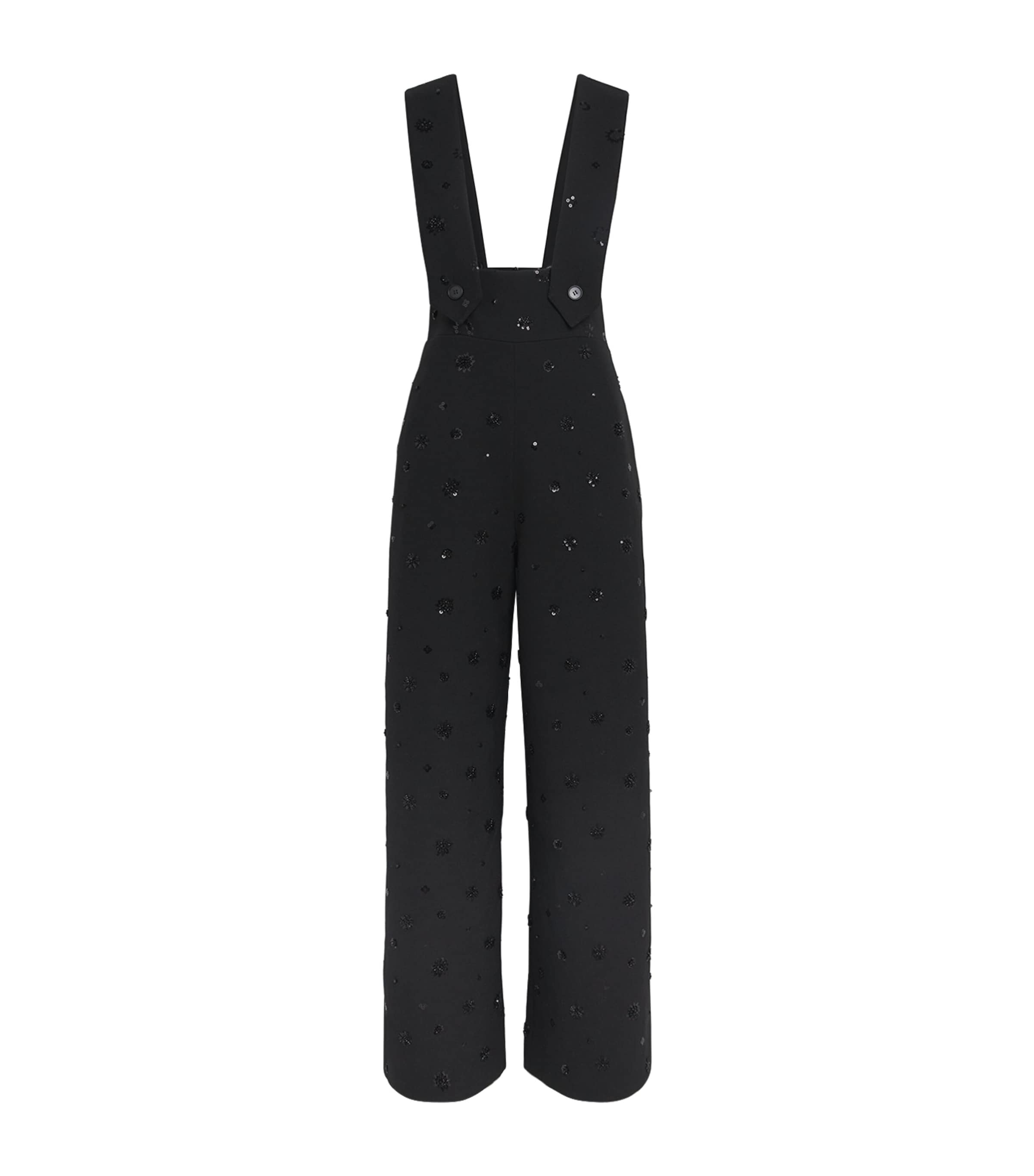 Embellished Straight Dungarees BLACK Image 1