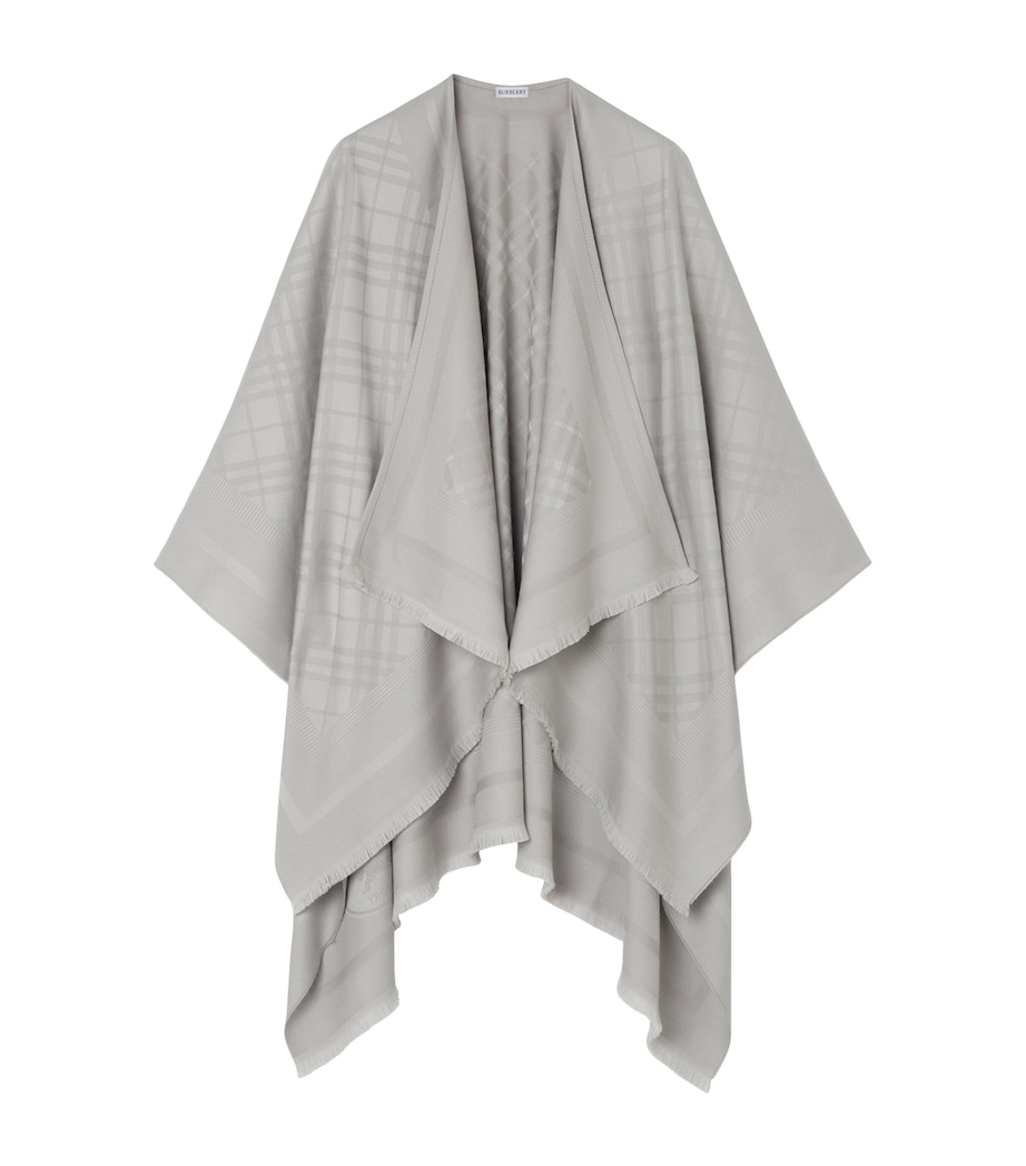 Burberry Wool-Cashmere Check Cape Pigeon Grey Image 1