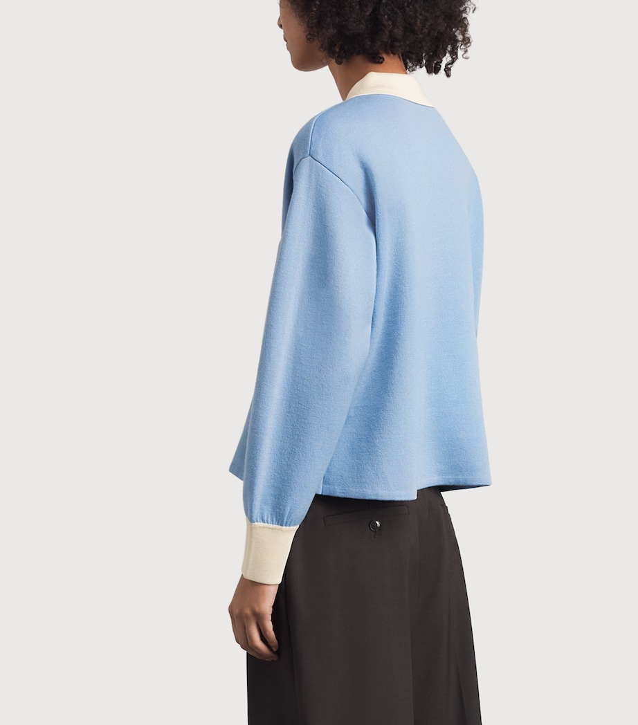 Sandro Paris Womens Button-Up Polo Sweater Sky Blue Image 5