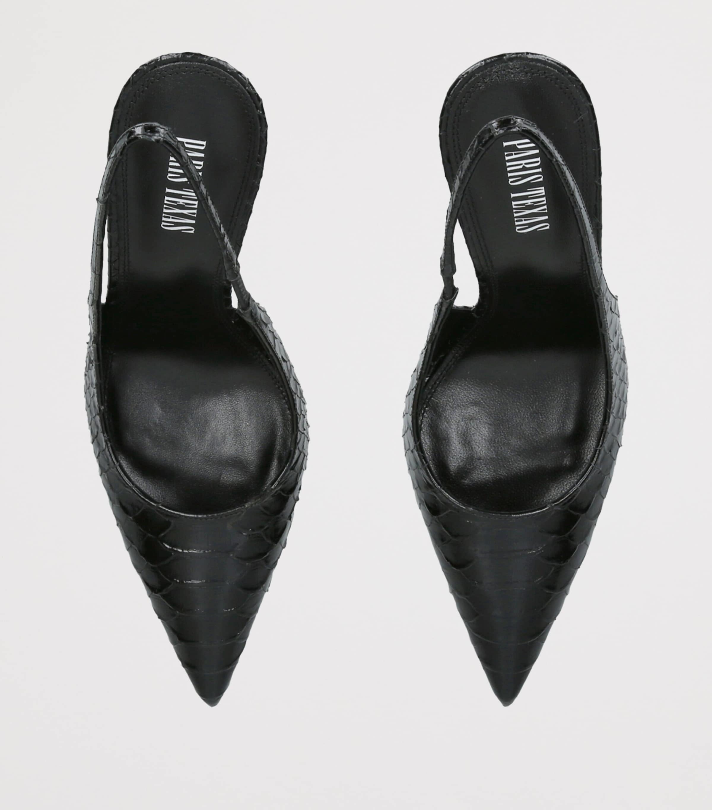 Paris Texas Leather Python-Embossed Lidia Slingback Pumps 105 Black Image 3