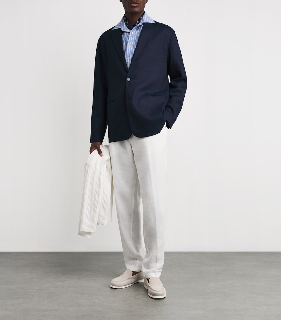 Ralph Lauren Purple Label Mens Linen Stripe Shirt Cornflower Blu/wht Image 2