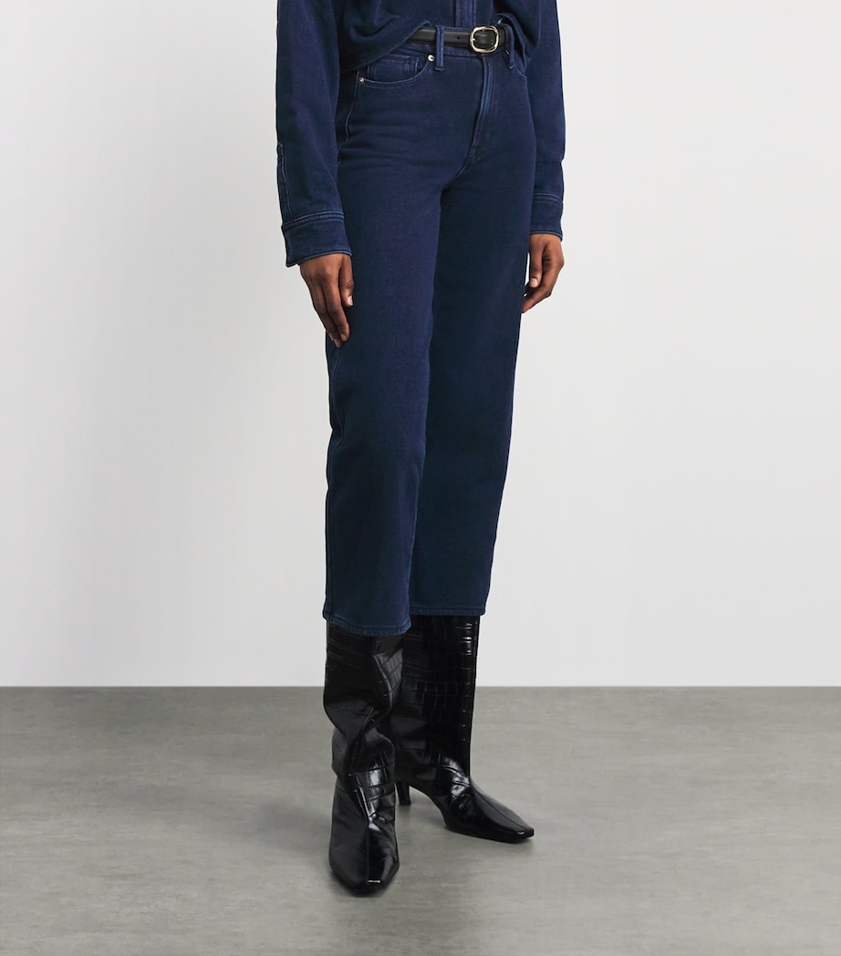 Good American Womens Cotton Cropped Jeanius Trousers Image 4