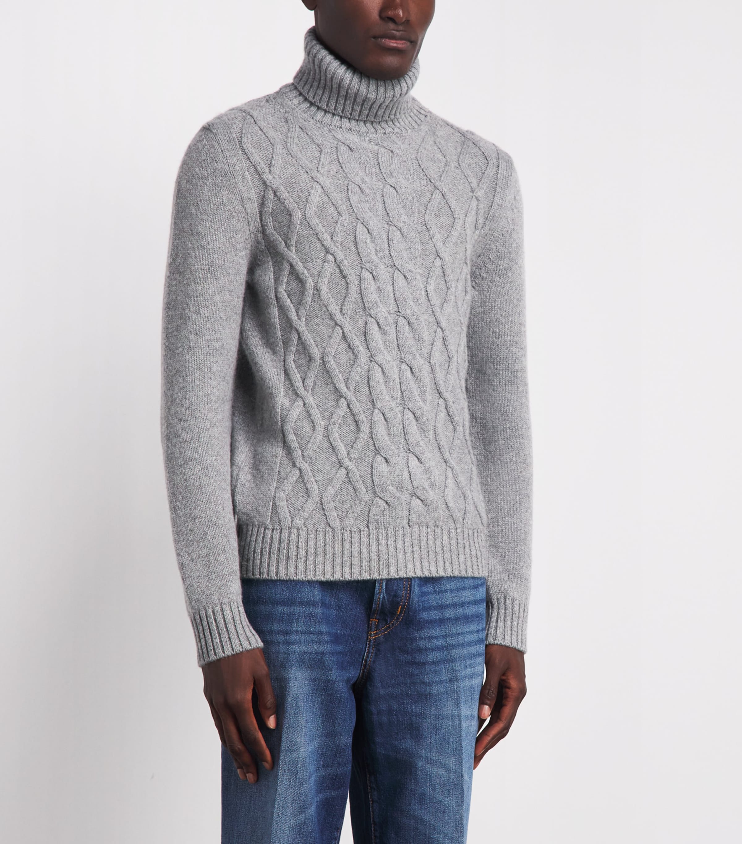 Isaia Mens Cashmere Cable-Knit Rollneck Sweater Image 4