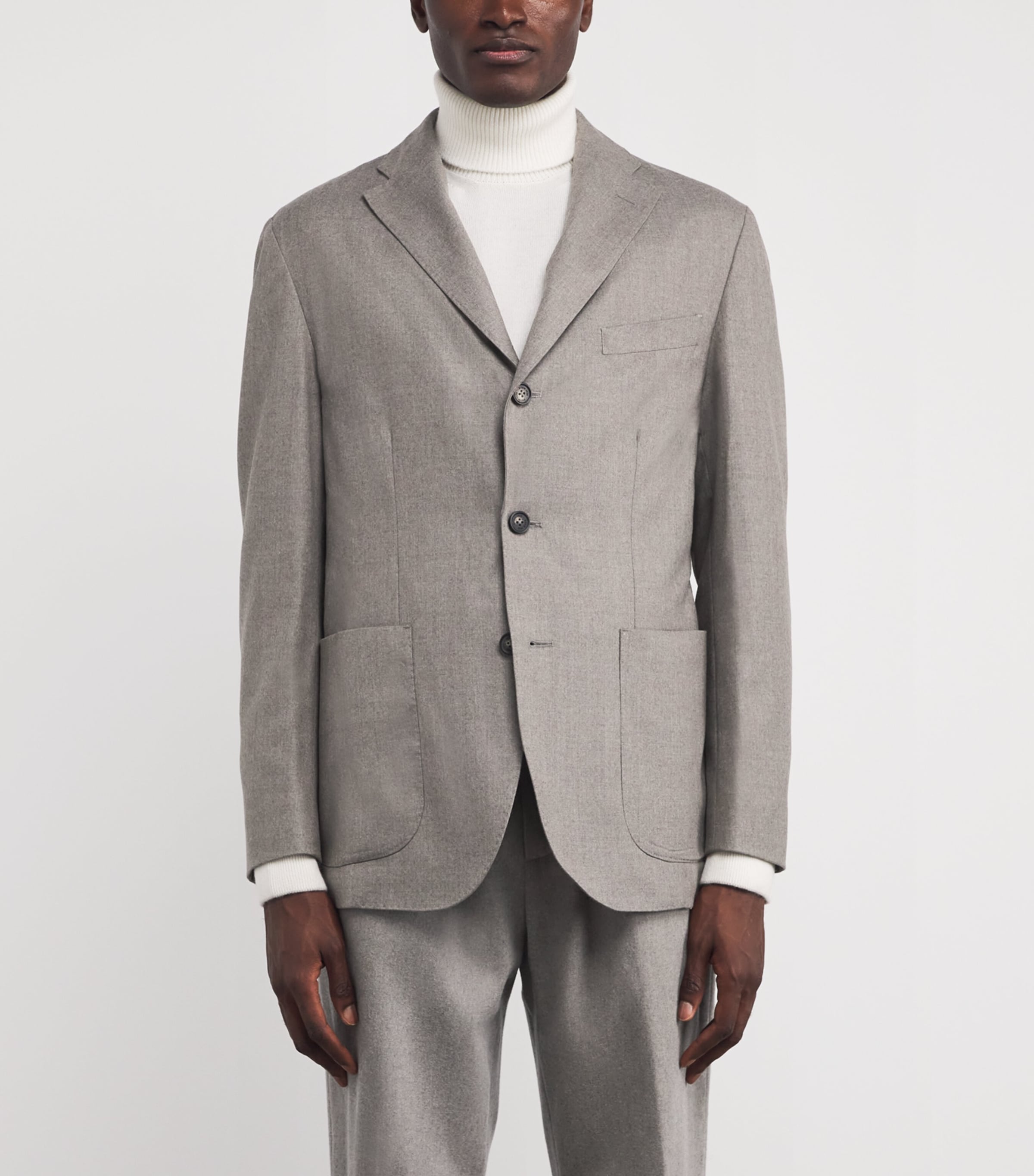 Eton Mens Wool Flannel Soft Blazer Beige Wool Image 3