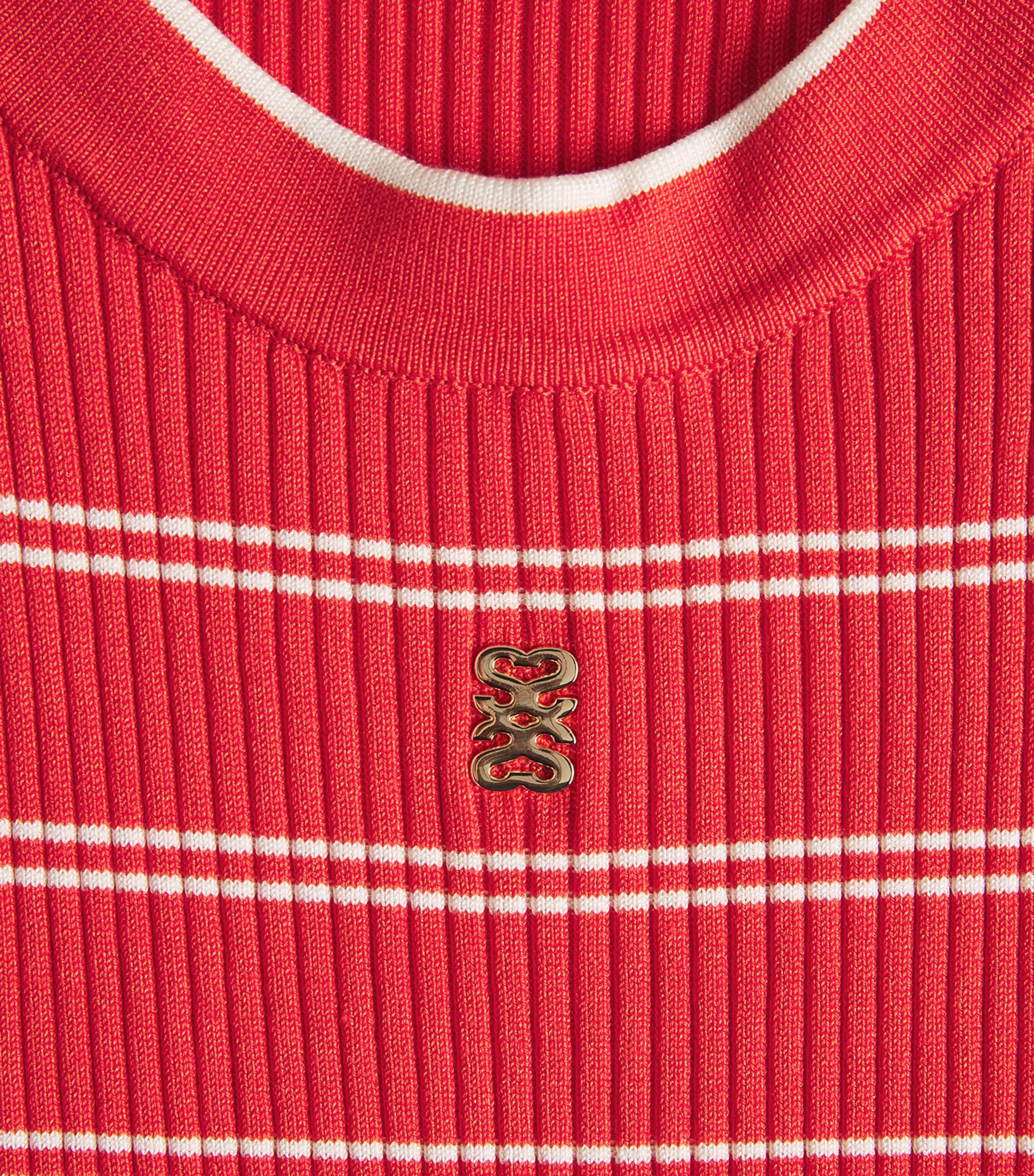 Sandro Paris Womens Knit Stripe Tank Top Red Image 6