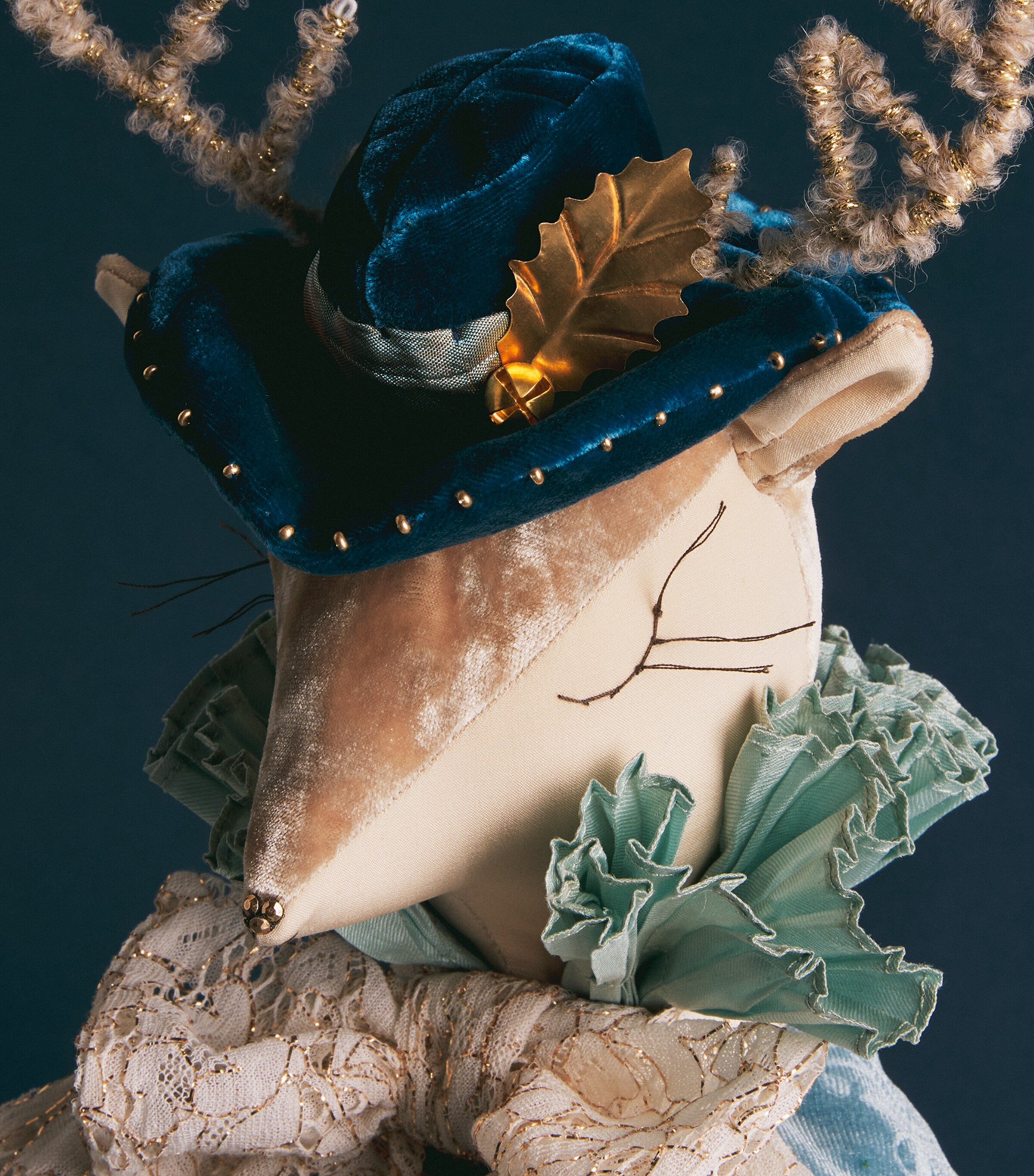 Alice Mary Lynch Deer Gentleman Ornament Teal/blue/gold Image 2