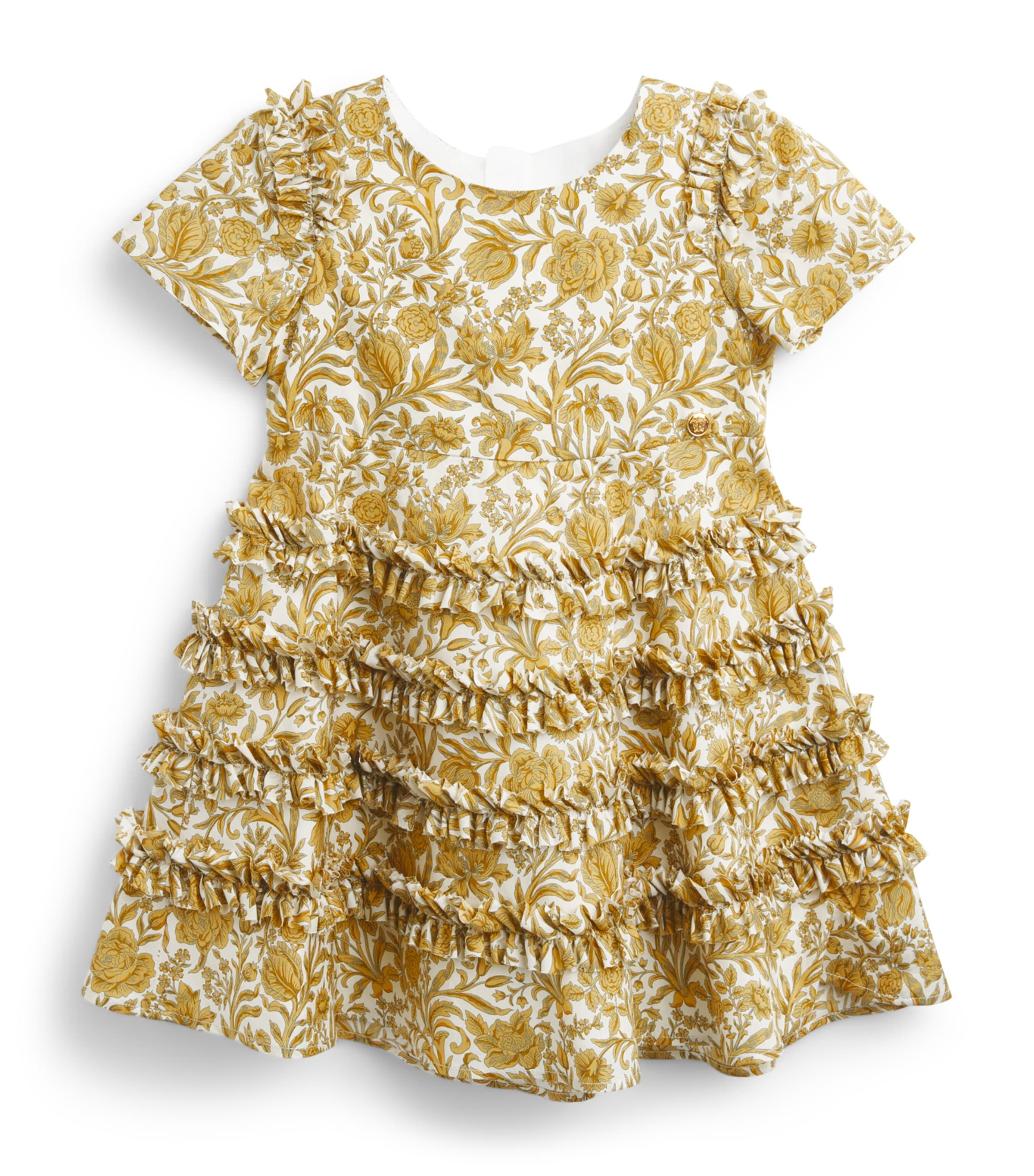 Versace Kids Cotton Liberty Floral Gold Dress (6-36 Months) Image 1