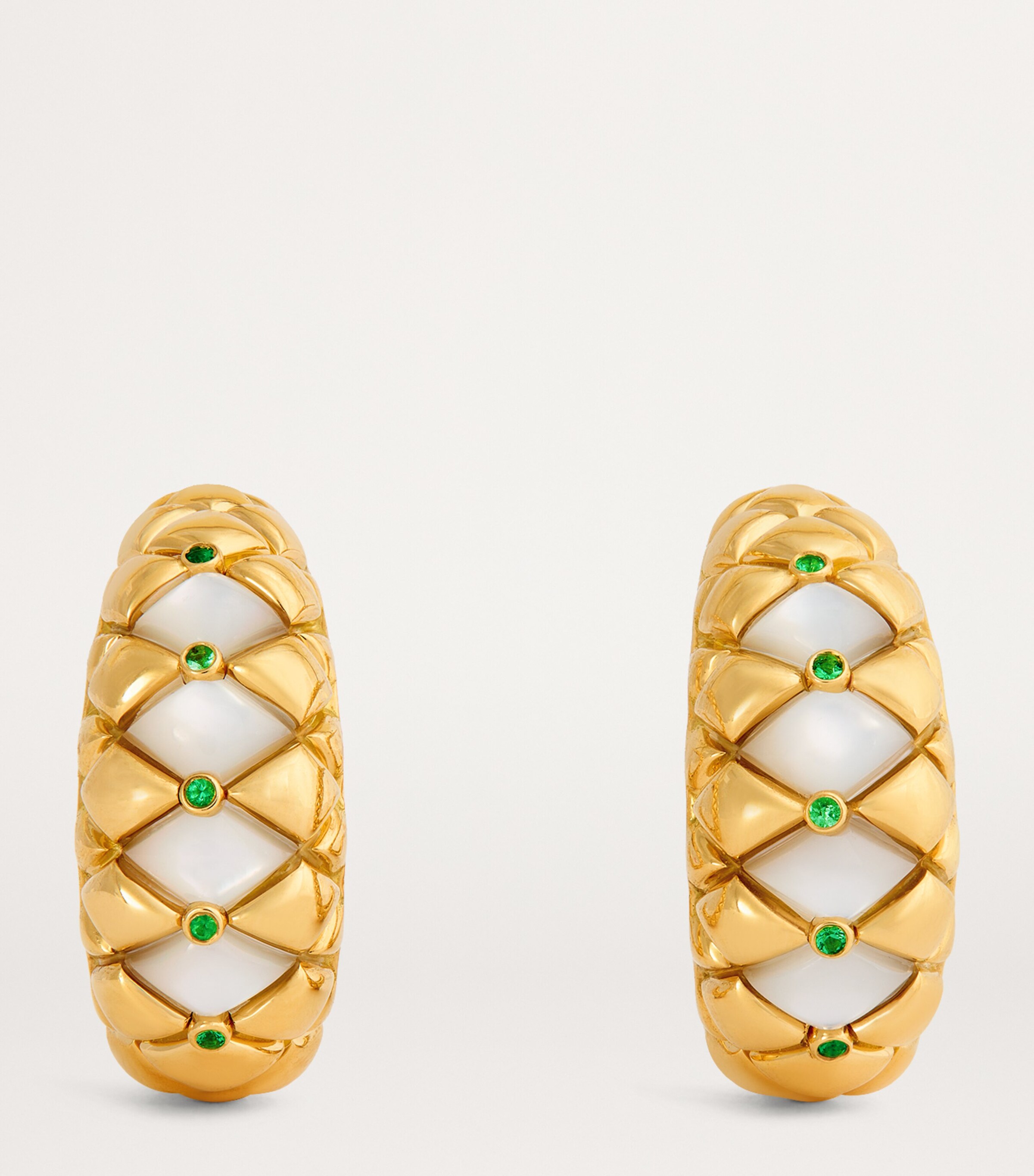 L'ATELIER NAWBAR Yellow Gold, Diamond and Emerald Bond Street Hoop Earrings Yellow Gold Image 3