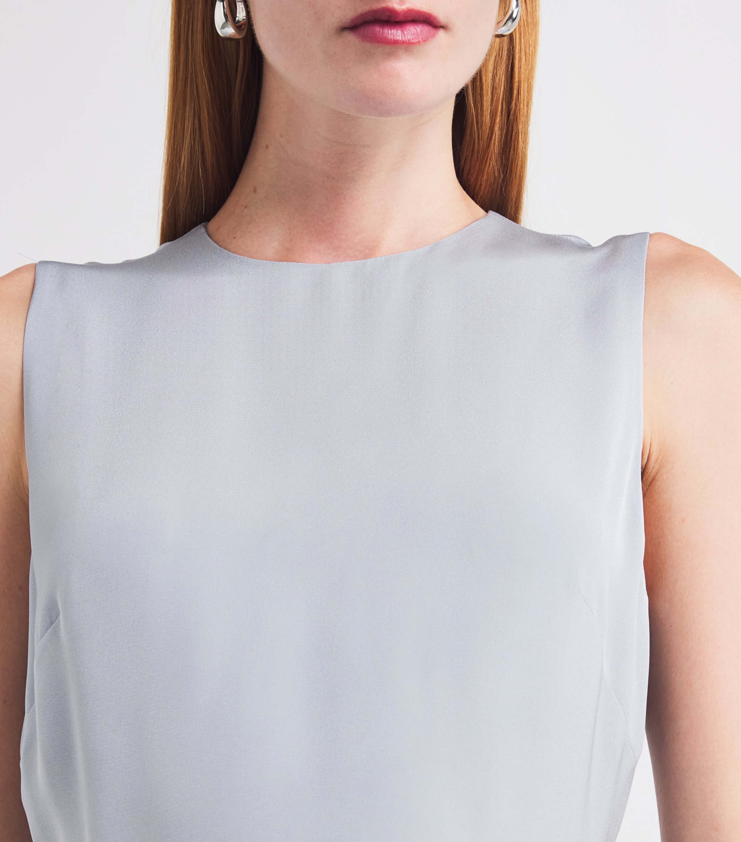 Silk Crepe Lynn Midi Dress ICBLU ICE BLUE Image 6