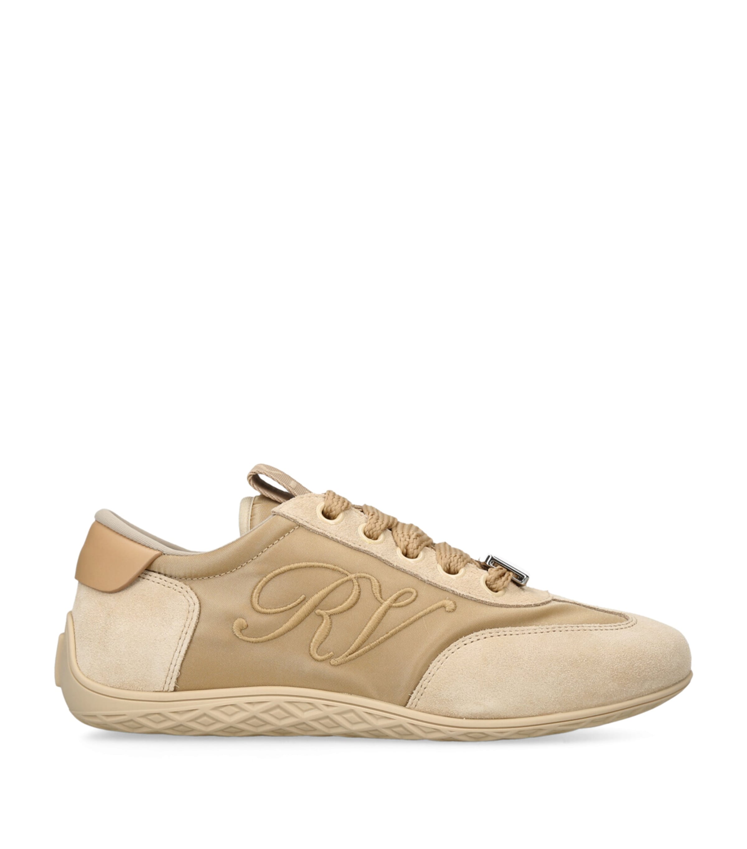 Suede-Satin Viv Low-Top Sneakers TAN Image 1