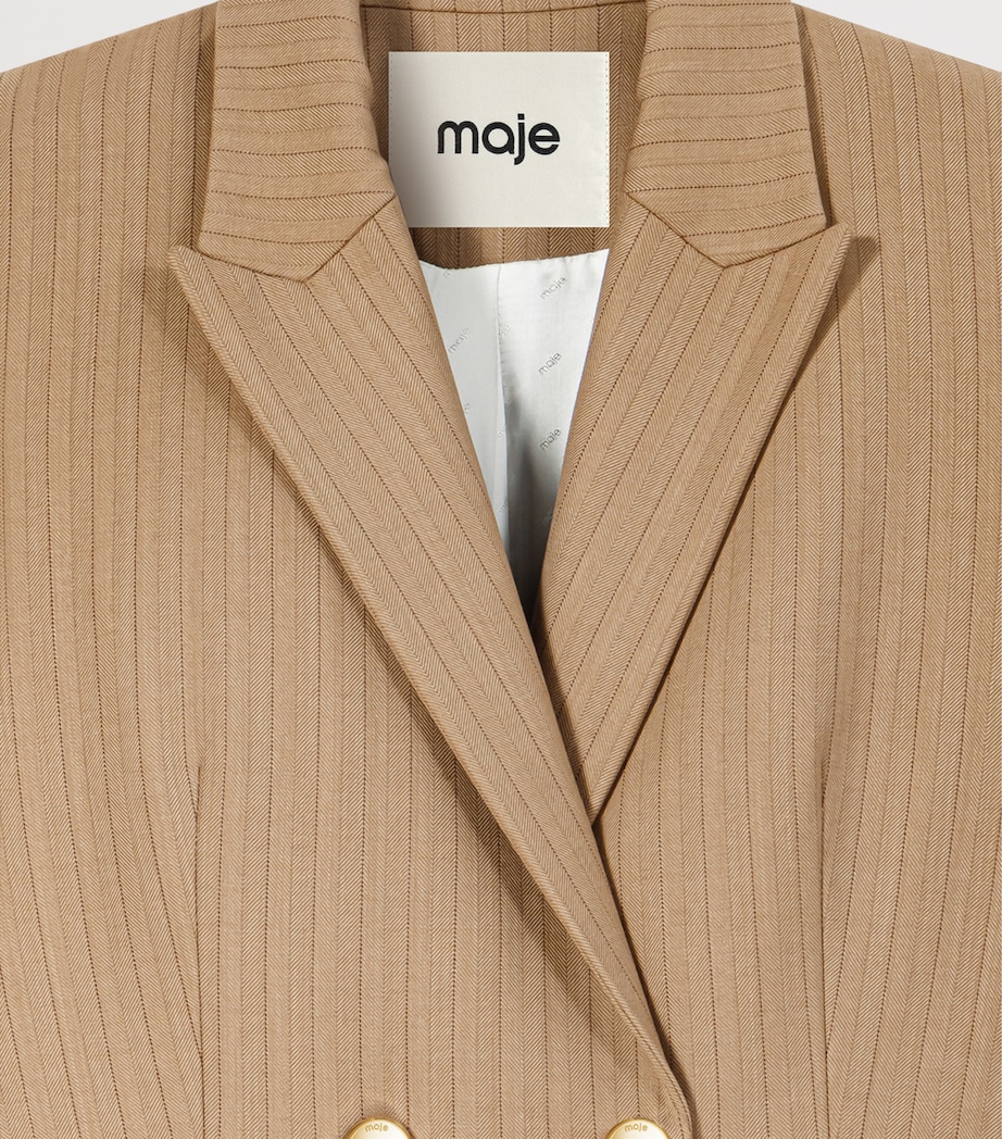Maje Womens Wool-Blend Striped Blazer Beige Image 8