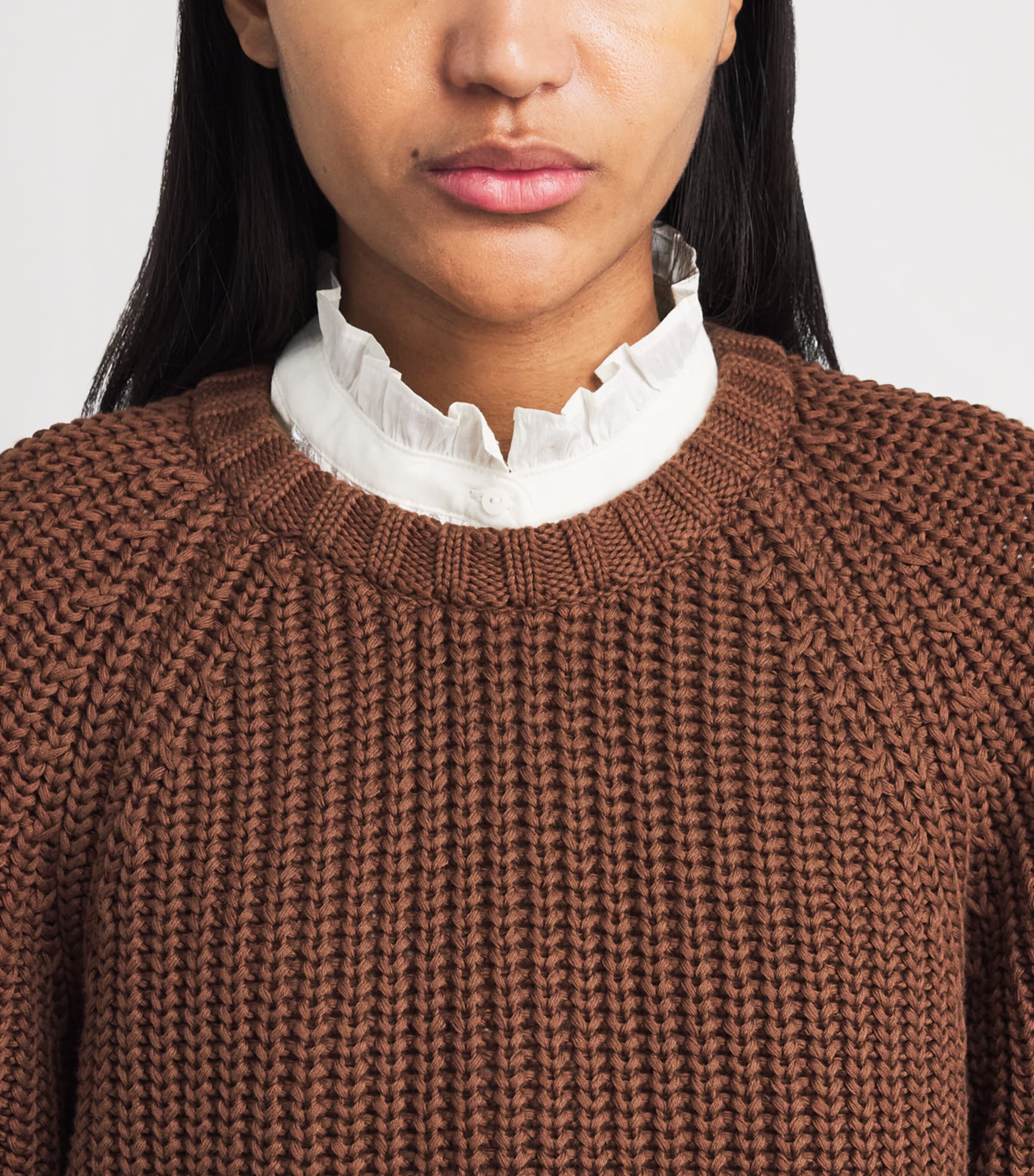ME+EM Womens Organic Cotton Weekend Sweater Walnut Brown Image 3