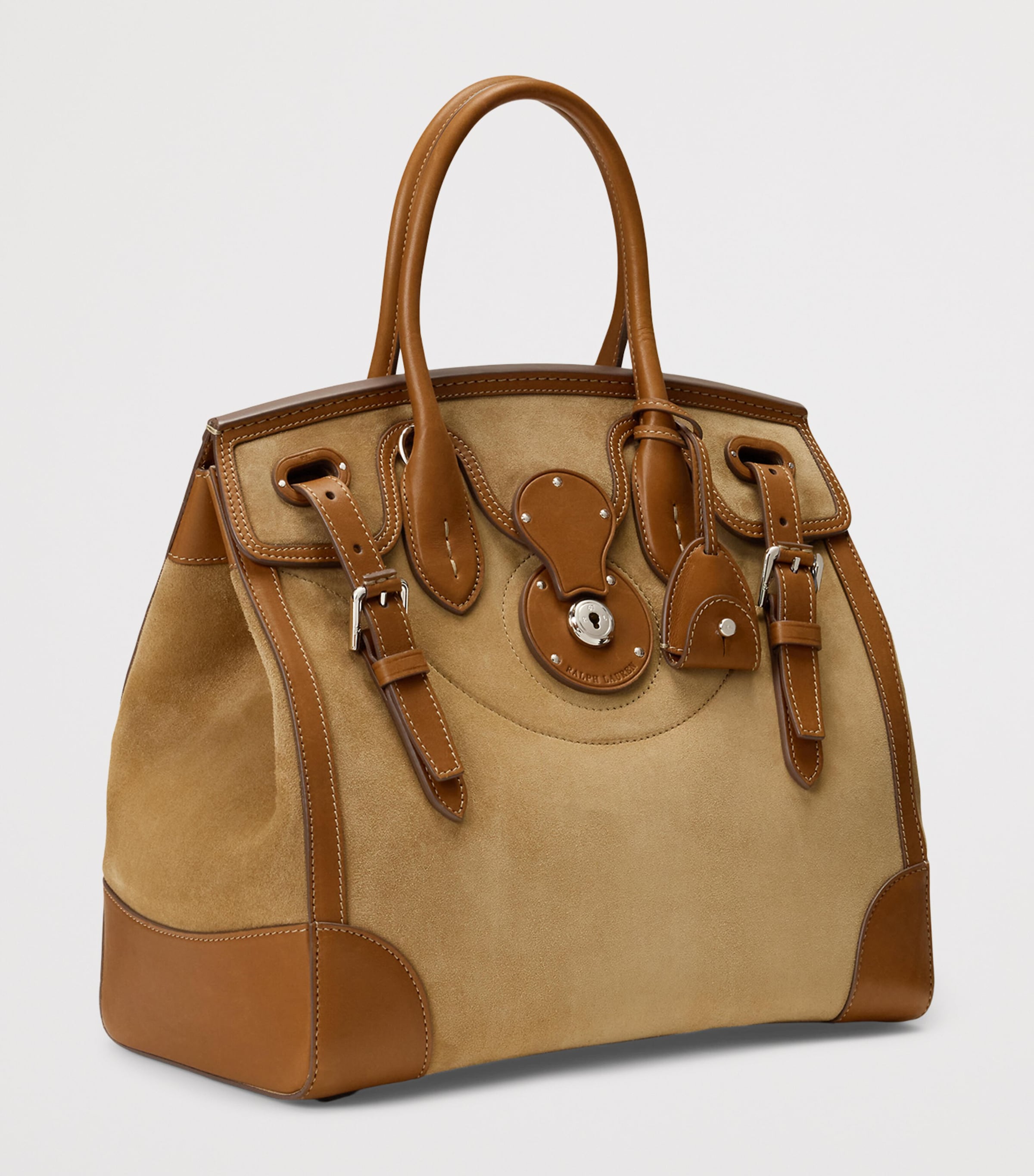 Ralph Lauren Collection Suede Soft Ricky 33 Top-Handle Bag Dark Tan Image 2