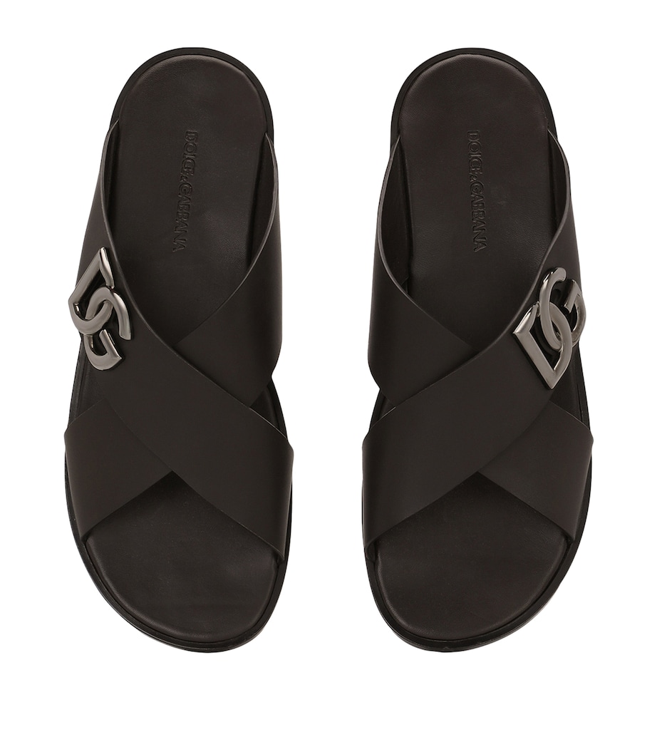 Leather Logo Crossover Sandals 8H042-CIOCCOLATO FON Image 2