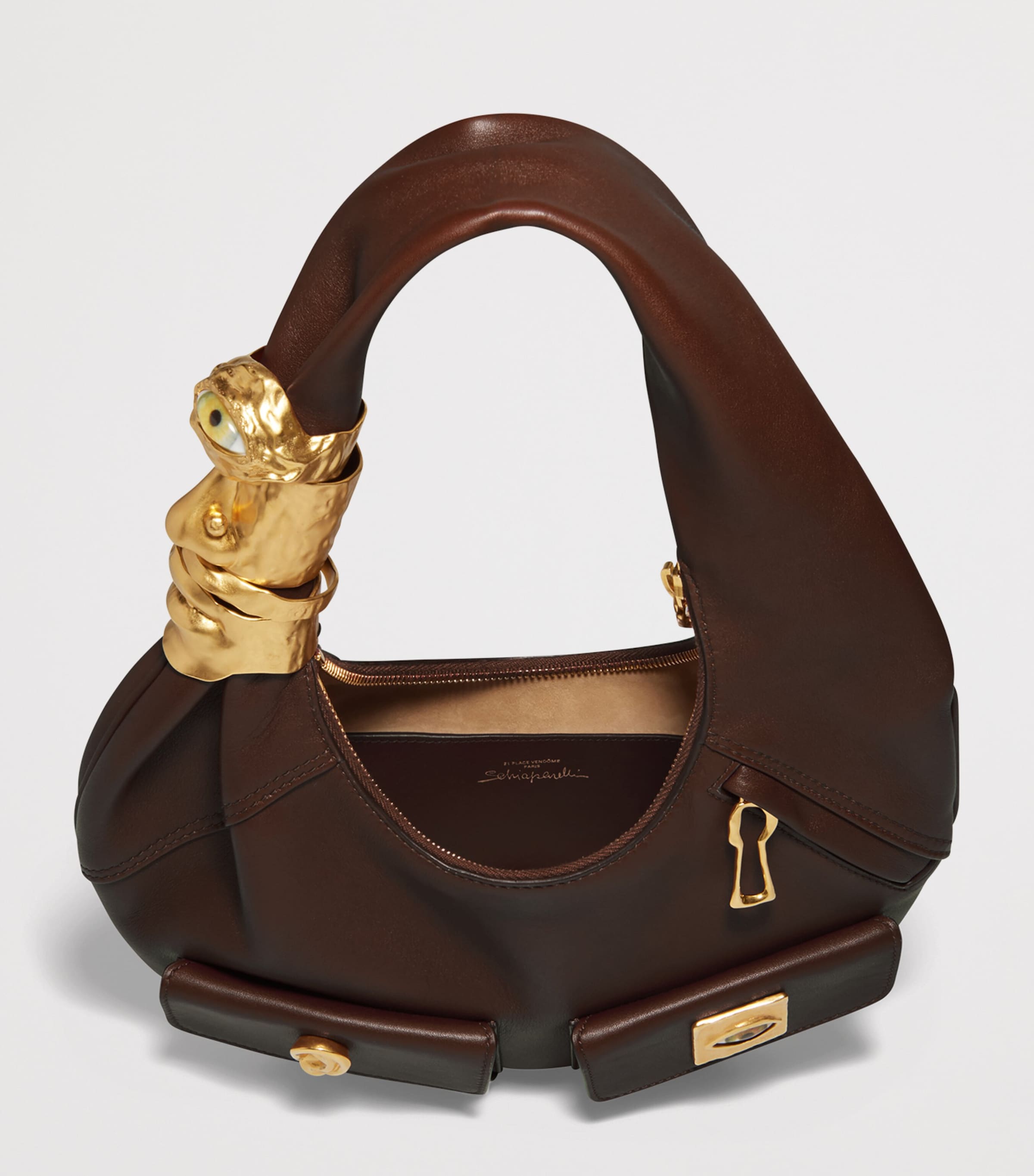 Schiaparelli Small Calfskin Soufflé Shoulder Bag Burgundy Image 3
