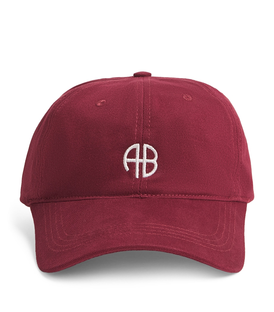 ANINE BING Embroidered Jeremy Baseball Cap Burgundy Image 1
