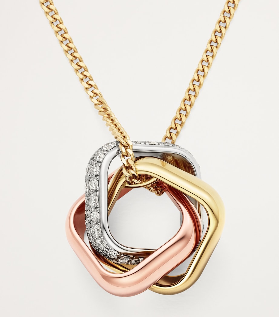 Gold and Diamond Trinity Necklace MULTI Image 6