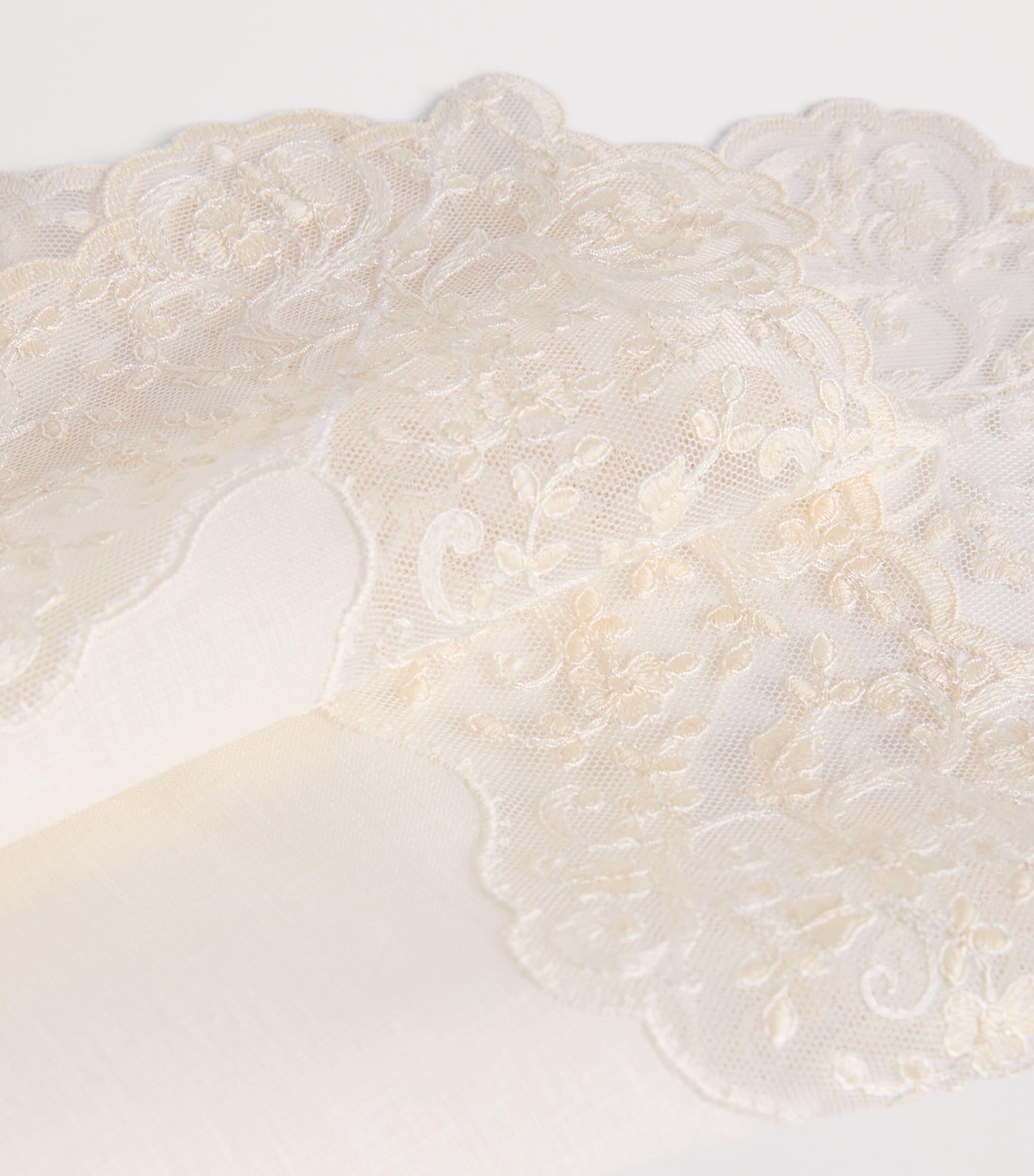 Linen Lace-Trim Elite Placemat (35cm x 50cm) IVORY/IVORY Image 4