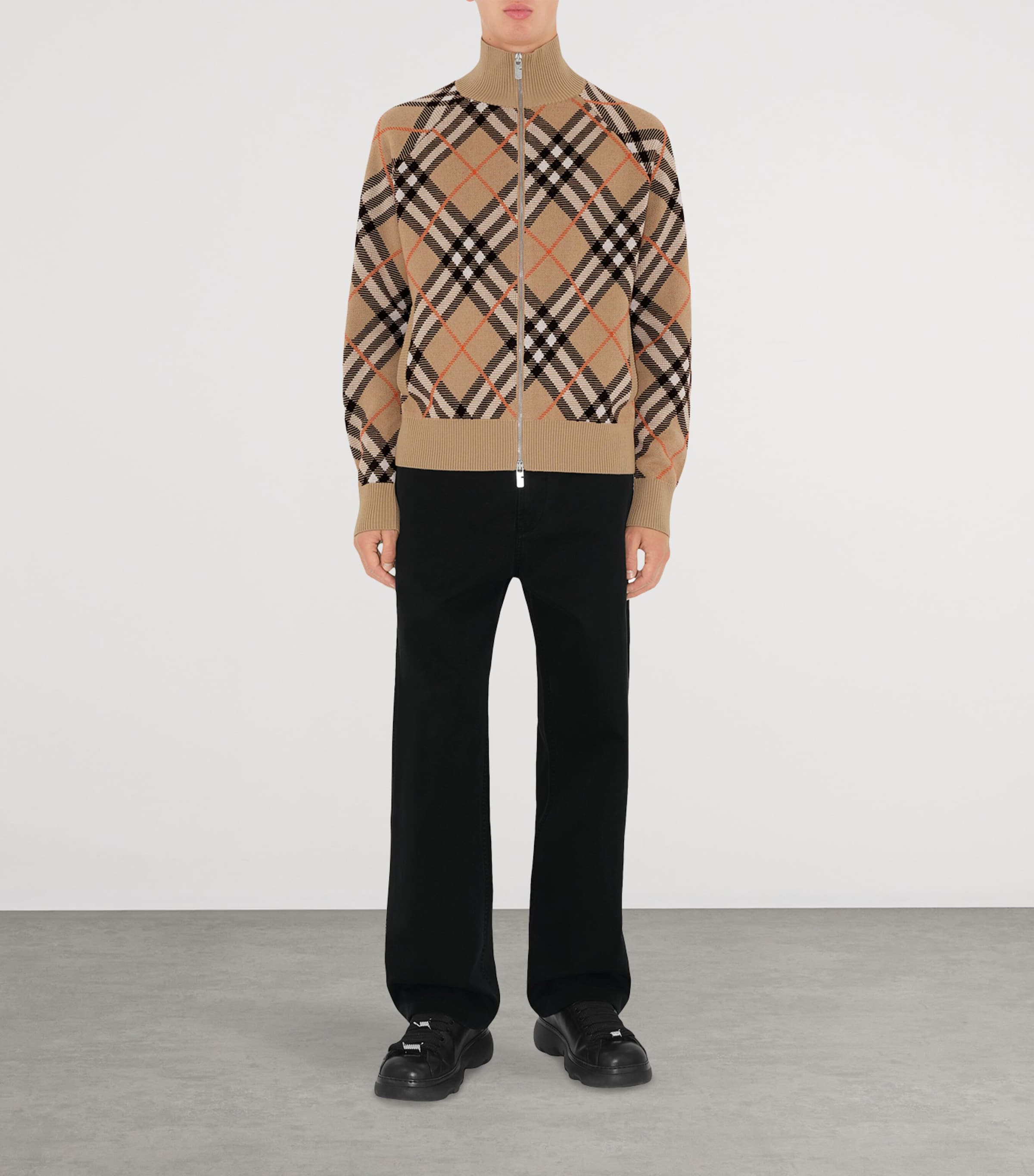 Wool-Blend Check Knit Jacket SAND IP CHECK Image 2