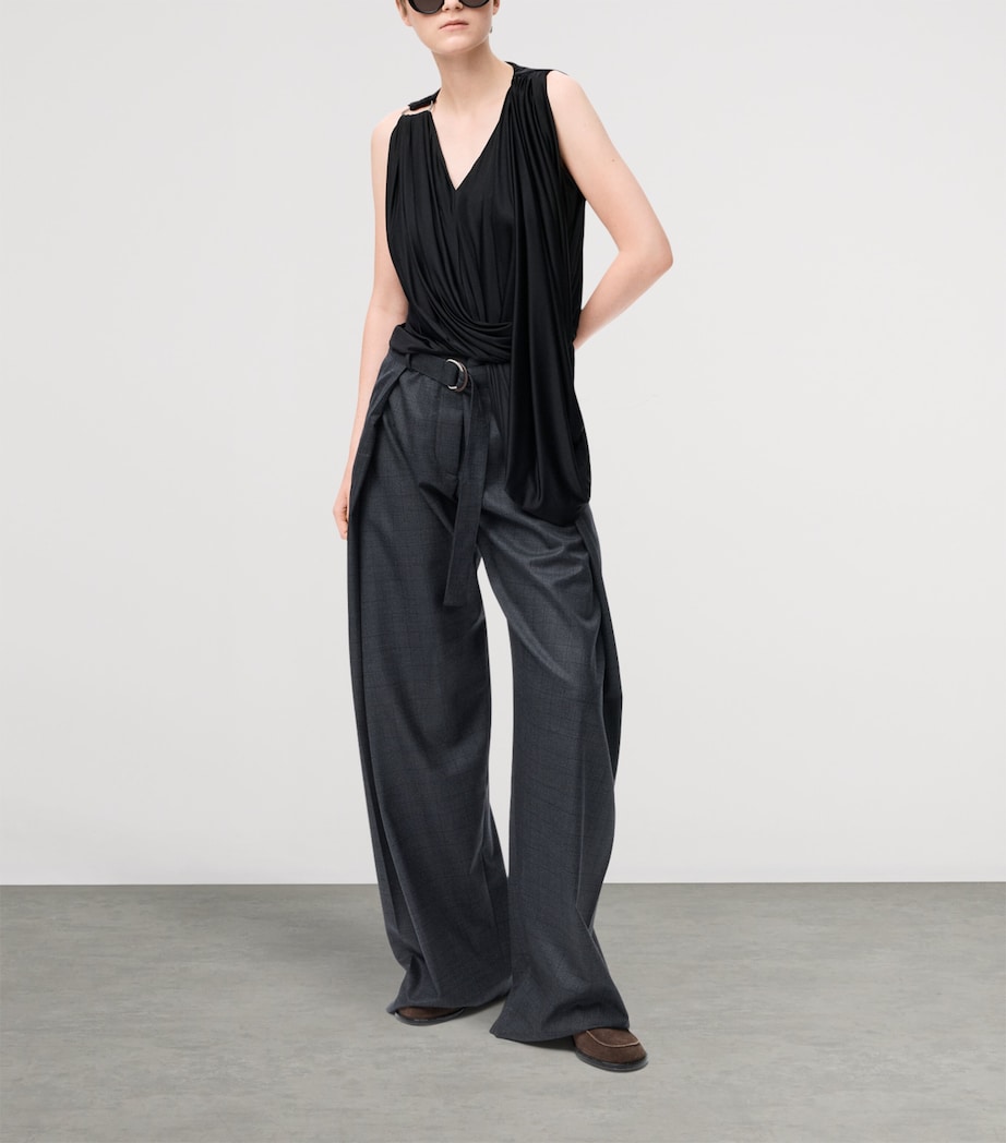 Draped Sleeveless Top BLACK Image 2