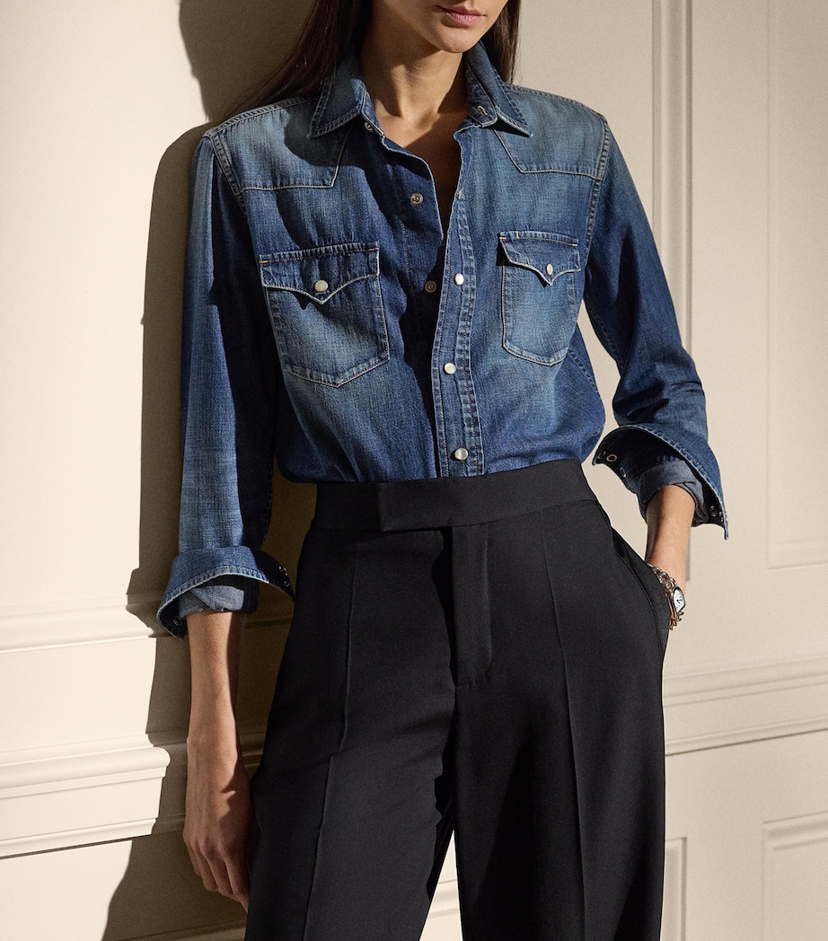 Denim Western Shirt BLUE WASH Image 3