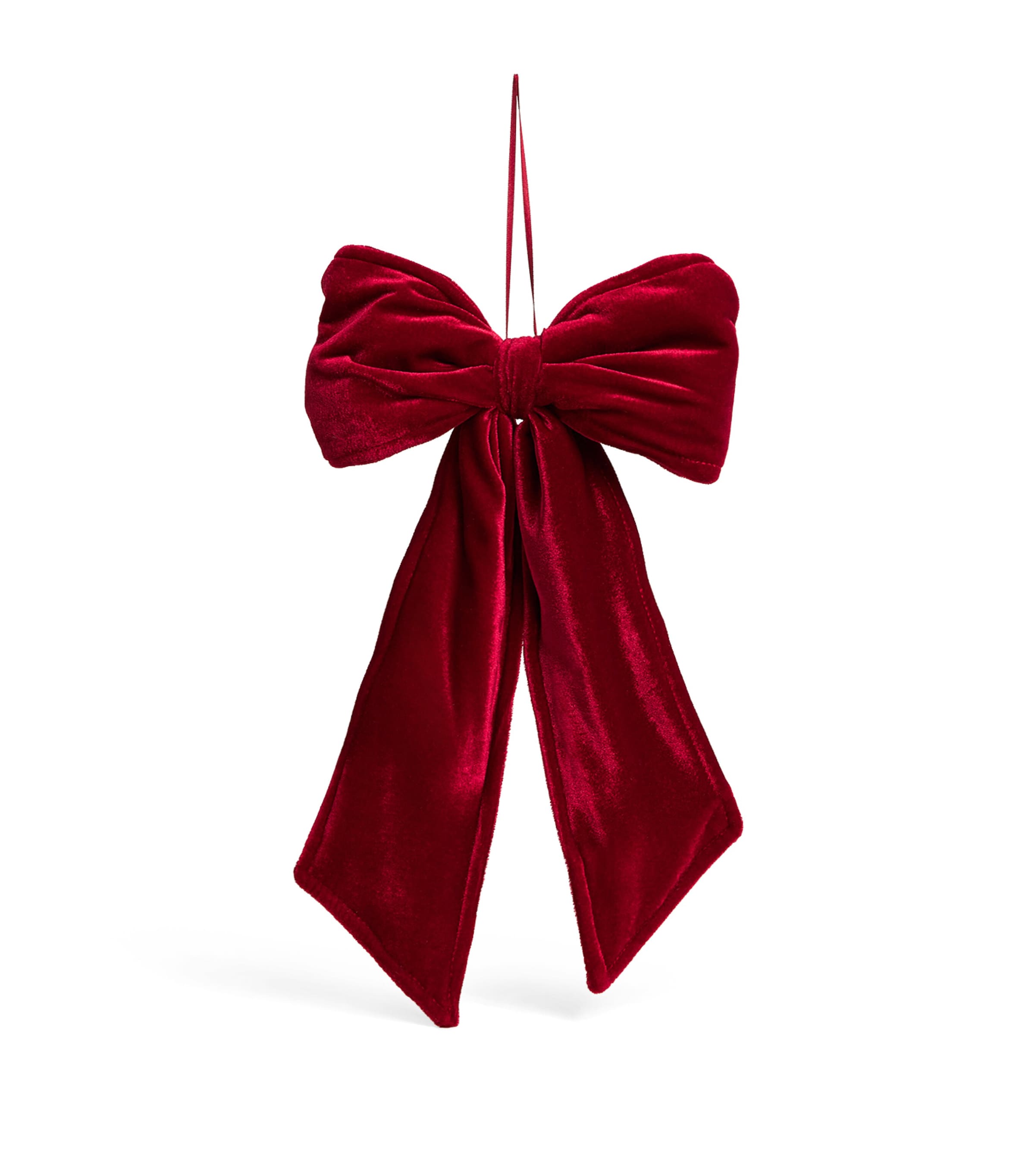 Luxury Garland Velvet Bow Tree Decoration Deep Red Image 1