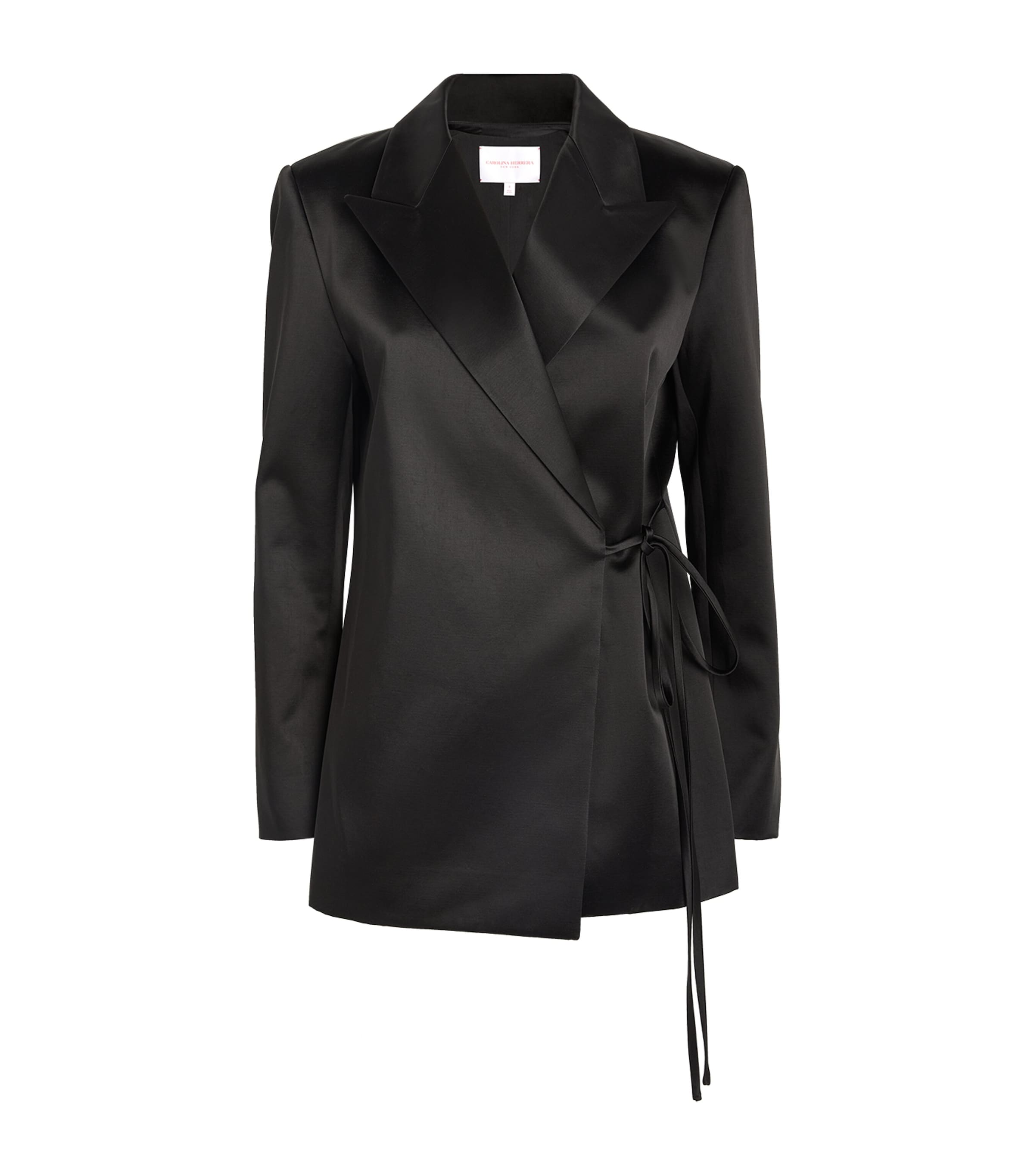 Carolina Herrera Satin Wrap Blazer In Black