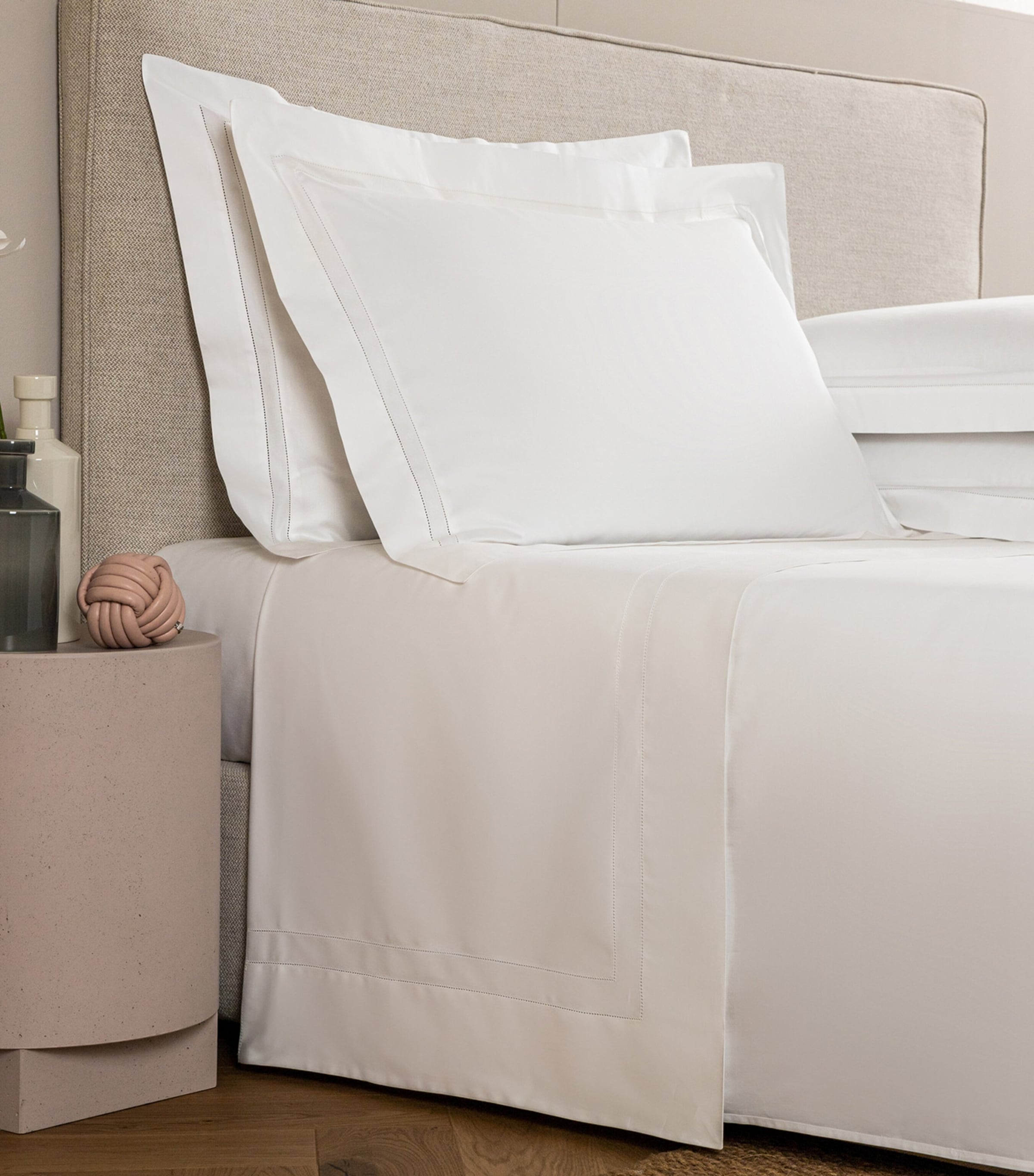 Frette Doppio Ajour Double Flat Sheet Set In White