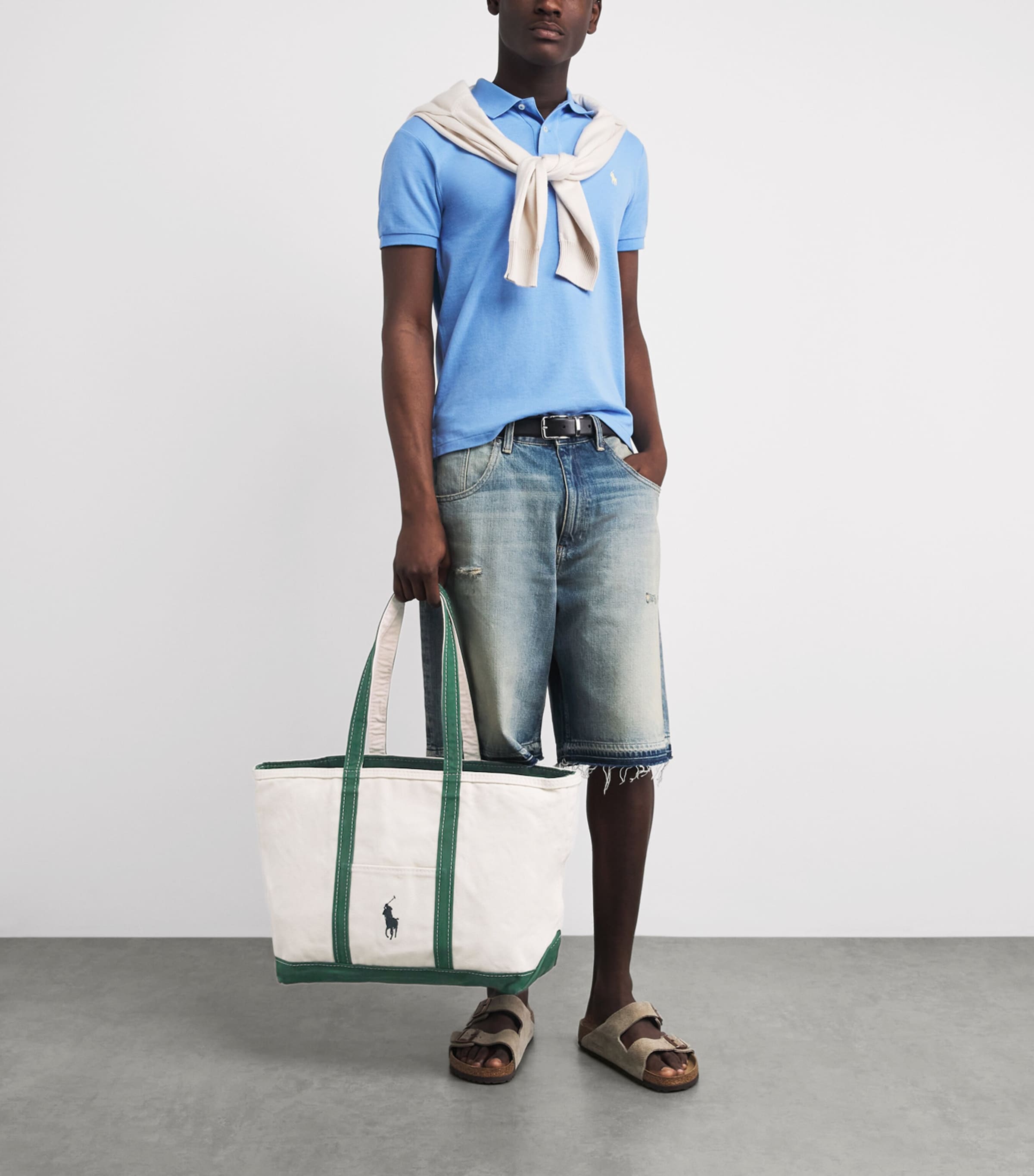 Polo Ralph Lauren Cotton Canvas Polo Pony Tote Bag Cream/green Image 2