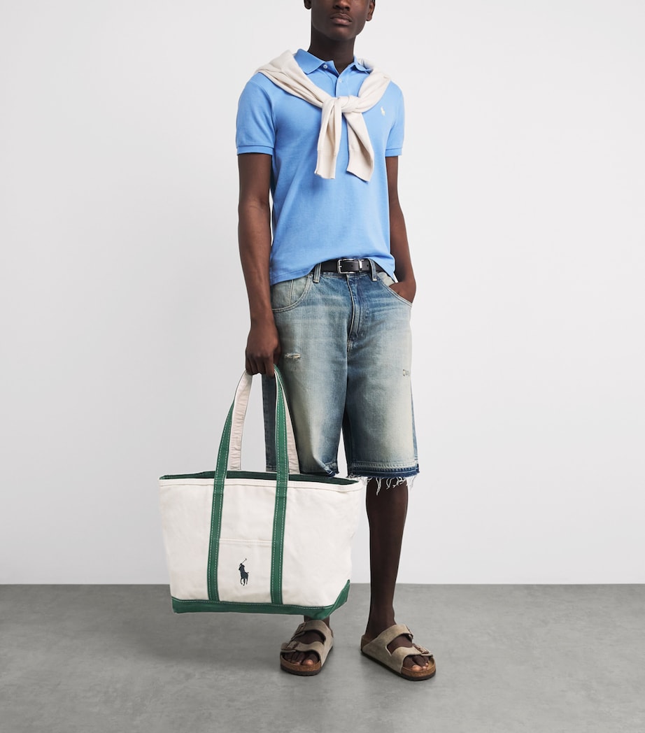 Polo Ralph Lauren Cotton Canvas Polo Pony Tote Bag Cream/green Image 2