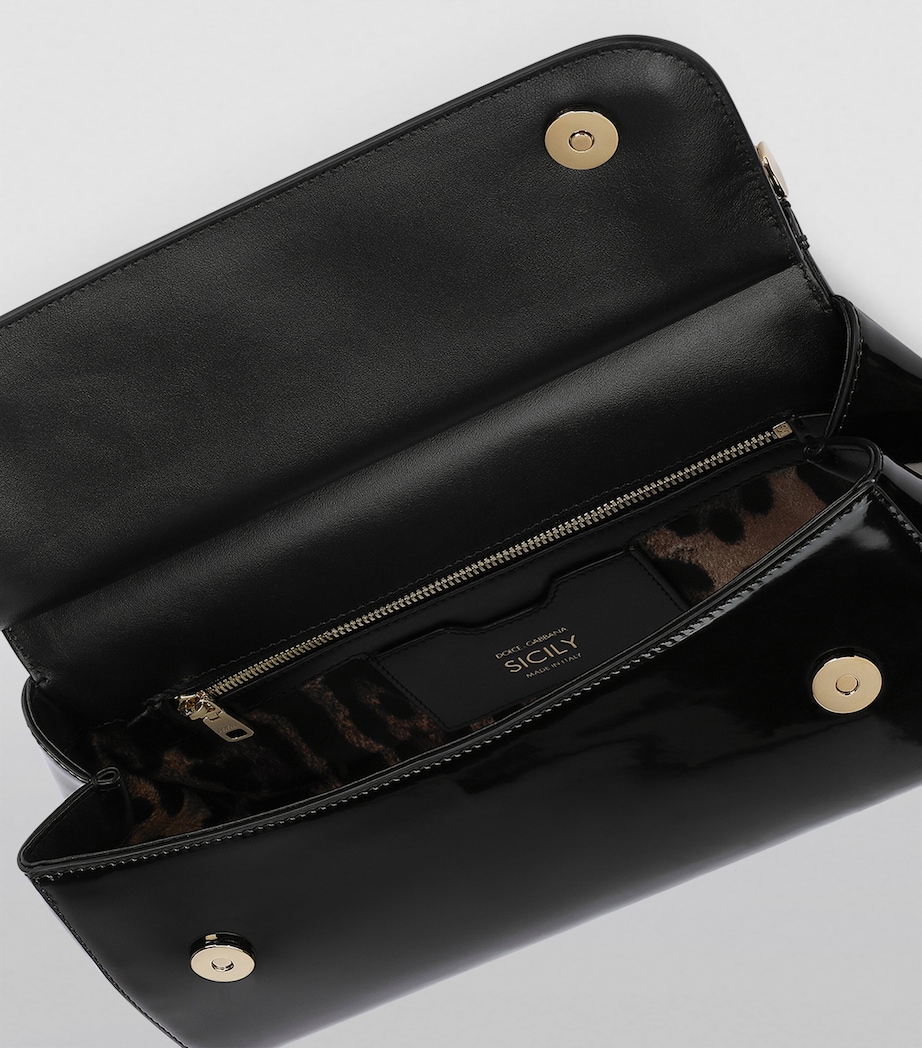 Medium Patent Sicily Top-Handle Bag 80999-BLACK Image 5