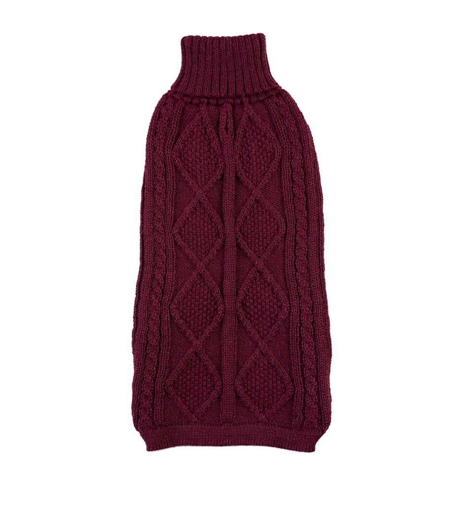 ALQO WASI Alpaca-Blend Aran Knit Dog Sweater (Large) Red Wine Image 1