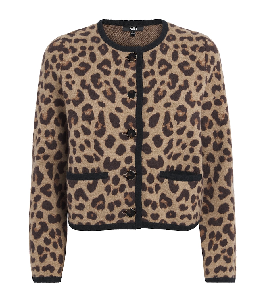 Merino Wool Leopard Cropped Cardigan NATURAL MULTI Image 1