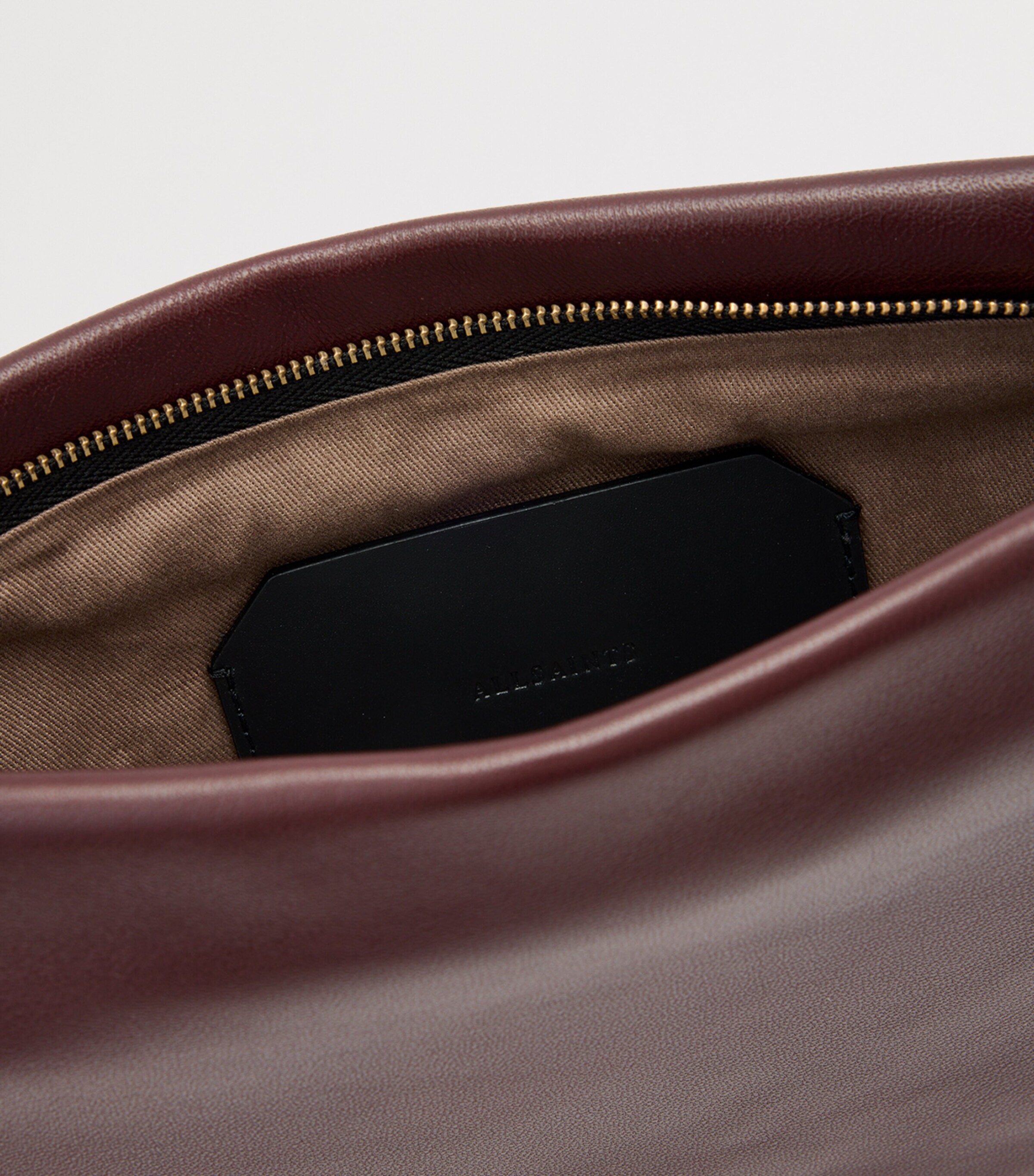 AllSaints Leather Bettina Clutch Bag Dark Red Image 3