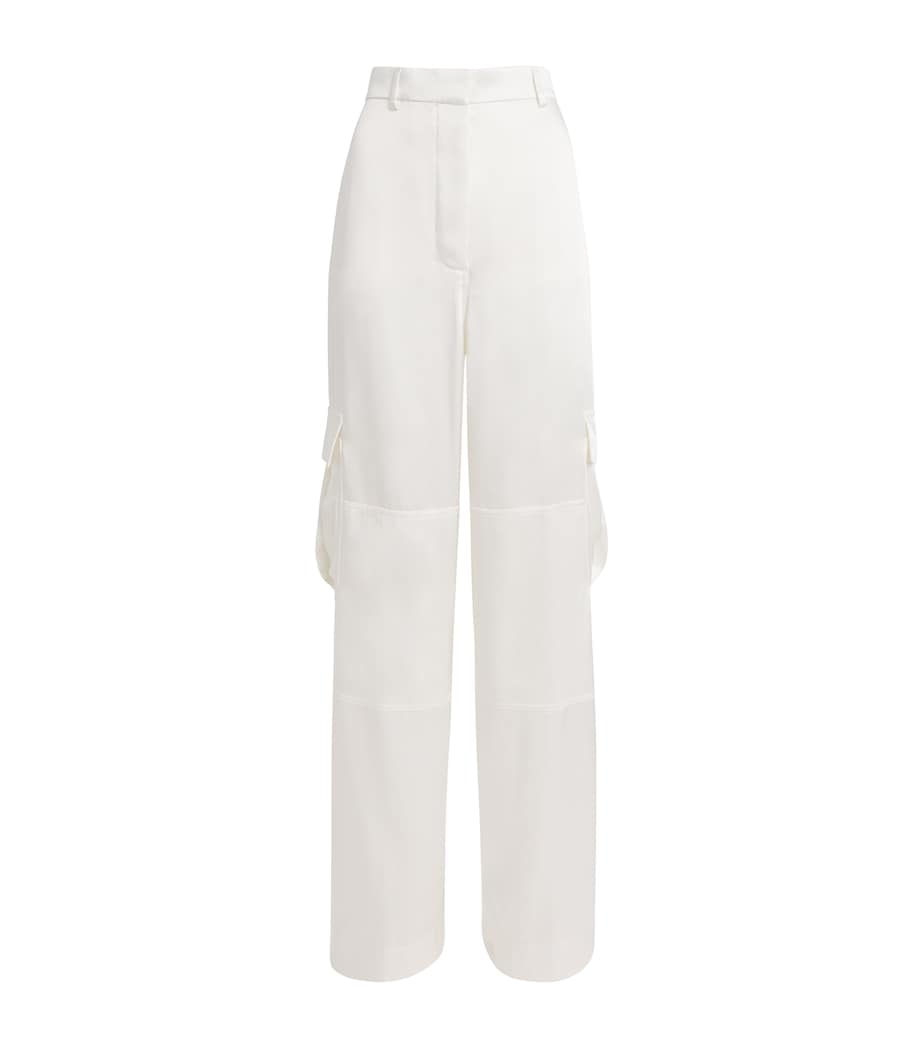 Satin Cargo Trousers 9124 MILKY WHITE Image 1