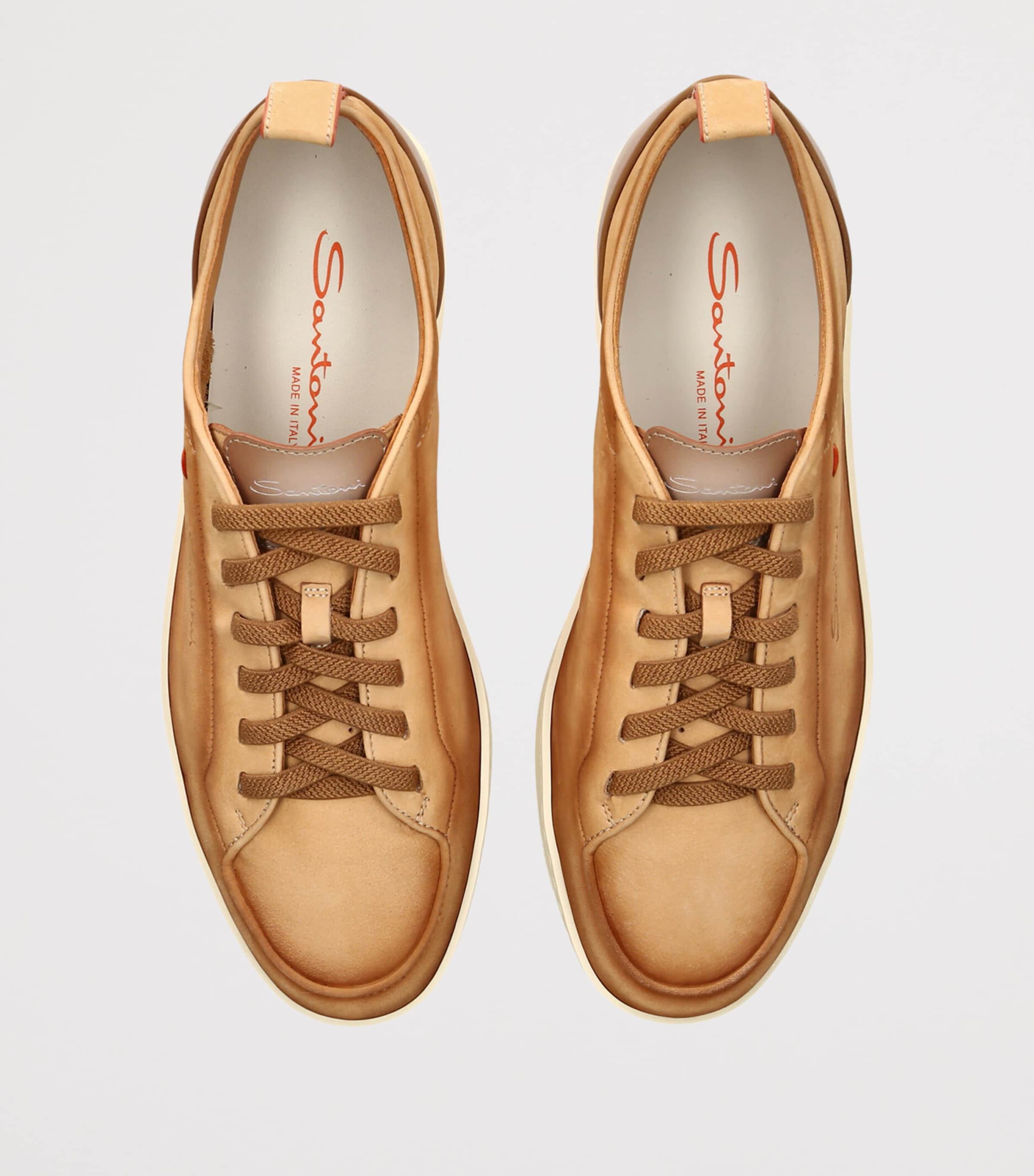 Santoni Nubuck Leather Sneakers Tan Image 3