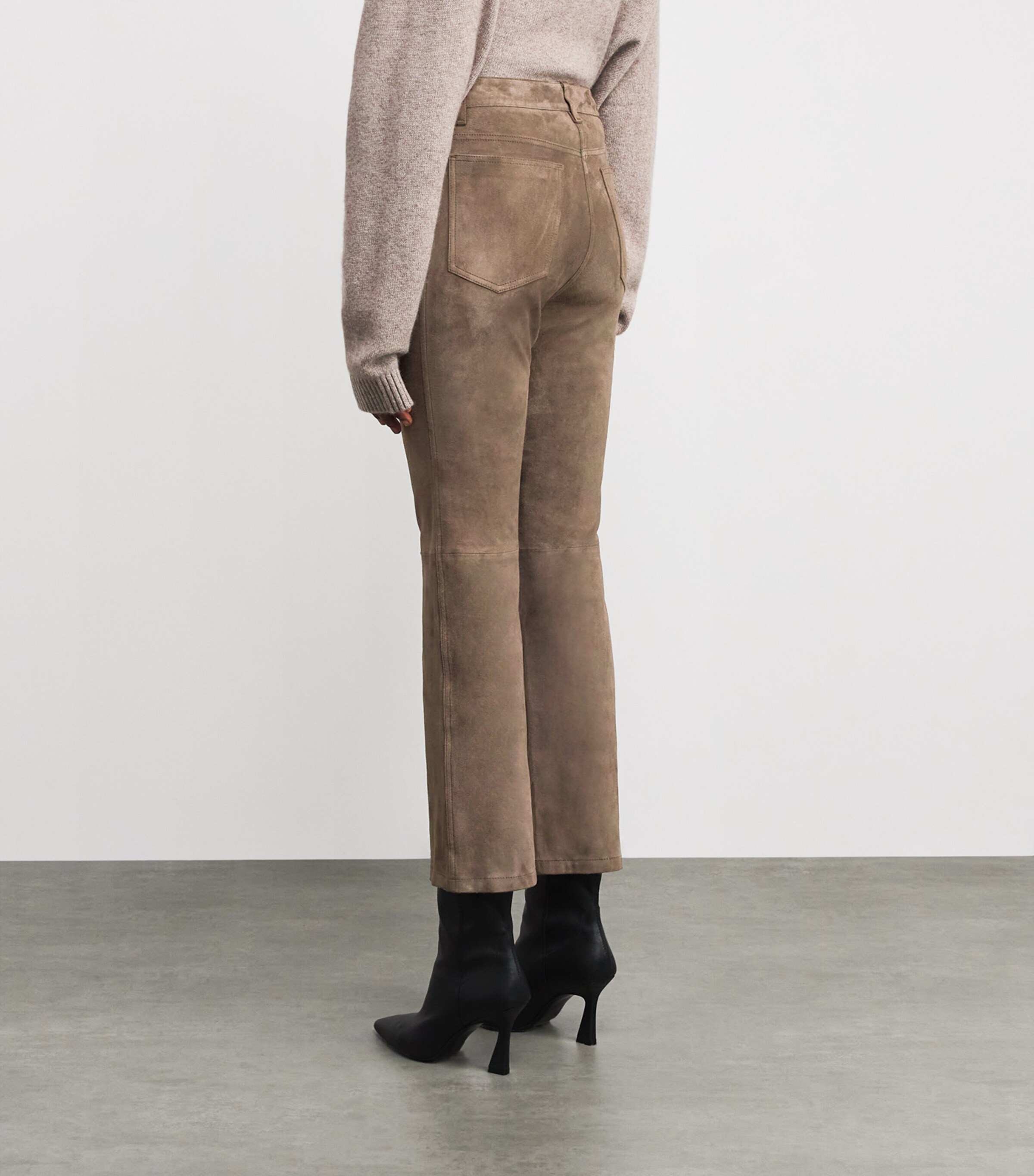 Suede Duke Flared Trousers MUSHROOM Image 4