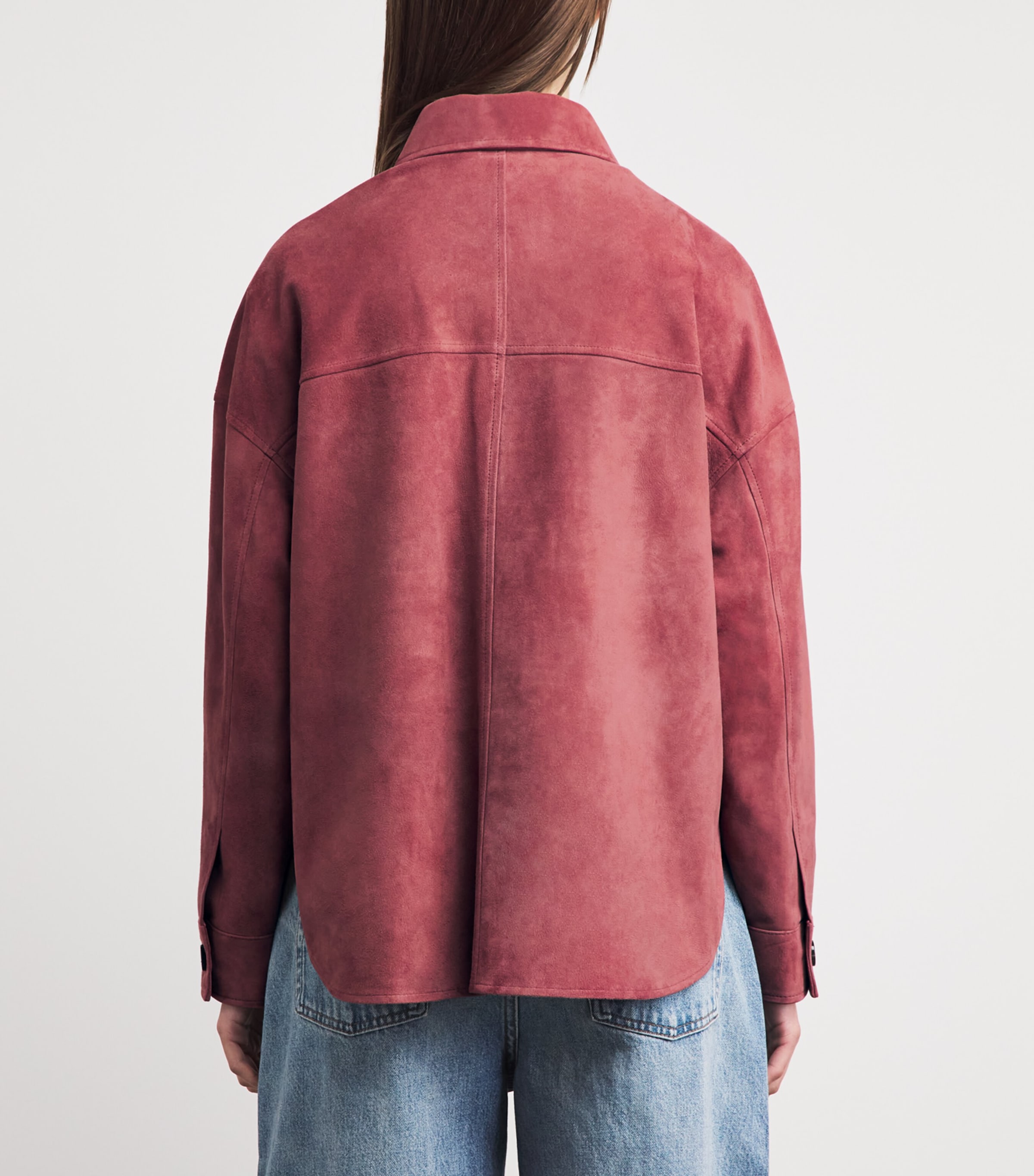 Arma Womens Lamb Suede Kaylee Shacket Pink Shade Image 5