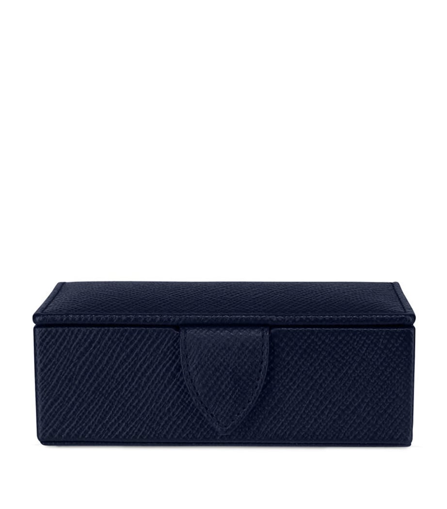 Leather Panama Cufflink Box BLUE Image 1