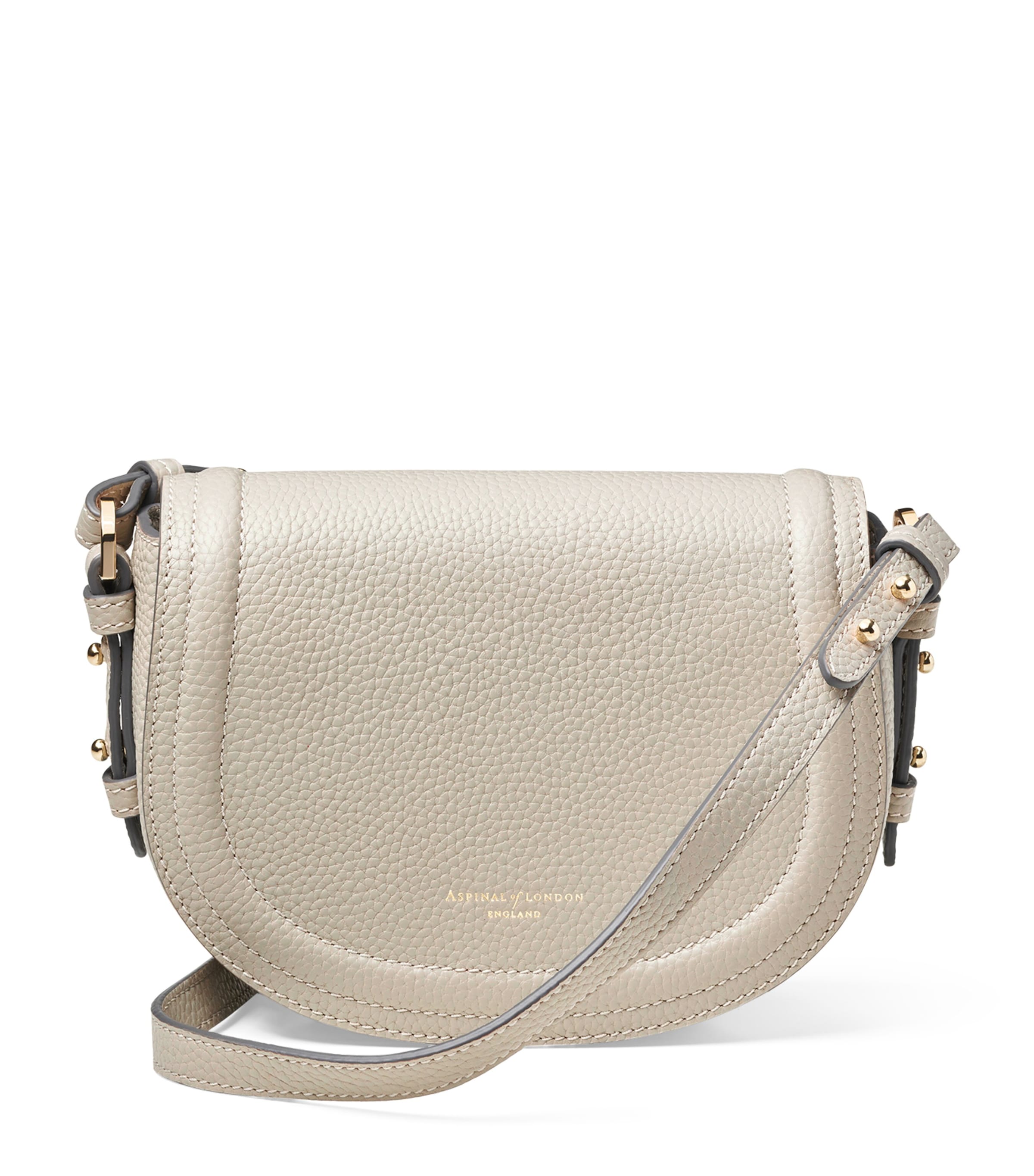Aspinal Of London Small Leather Stella Cross-body Satchel In Gray
