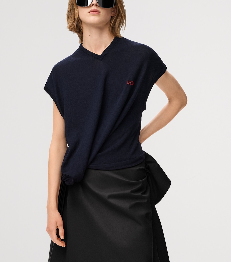 LOEWE Womens Wool-Blend Sweater Vest Dark Navy Image 3