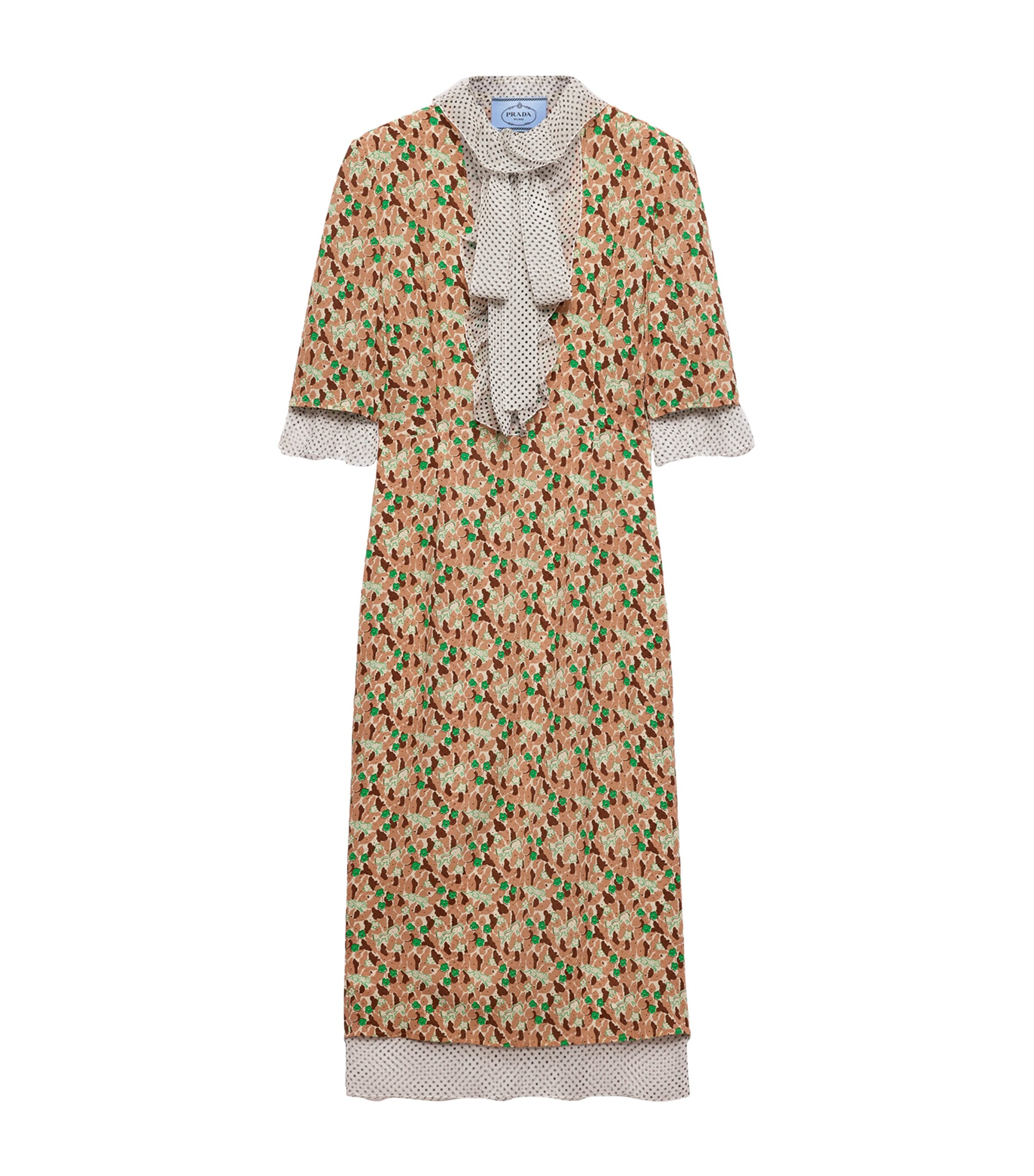 Prada Womens Silk-Blend Floral Midi Dress Image 1