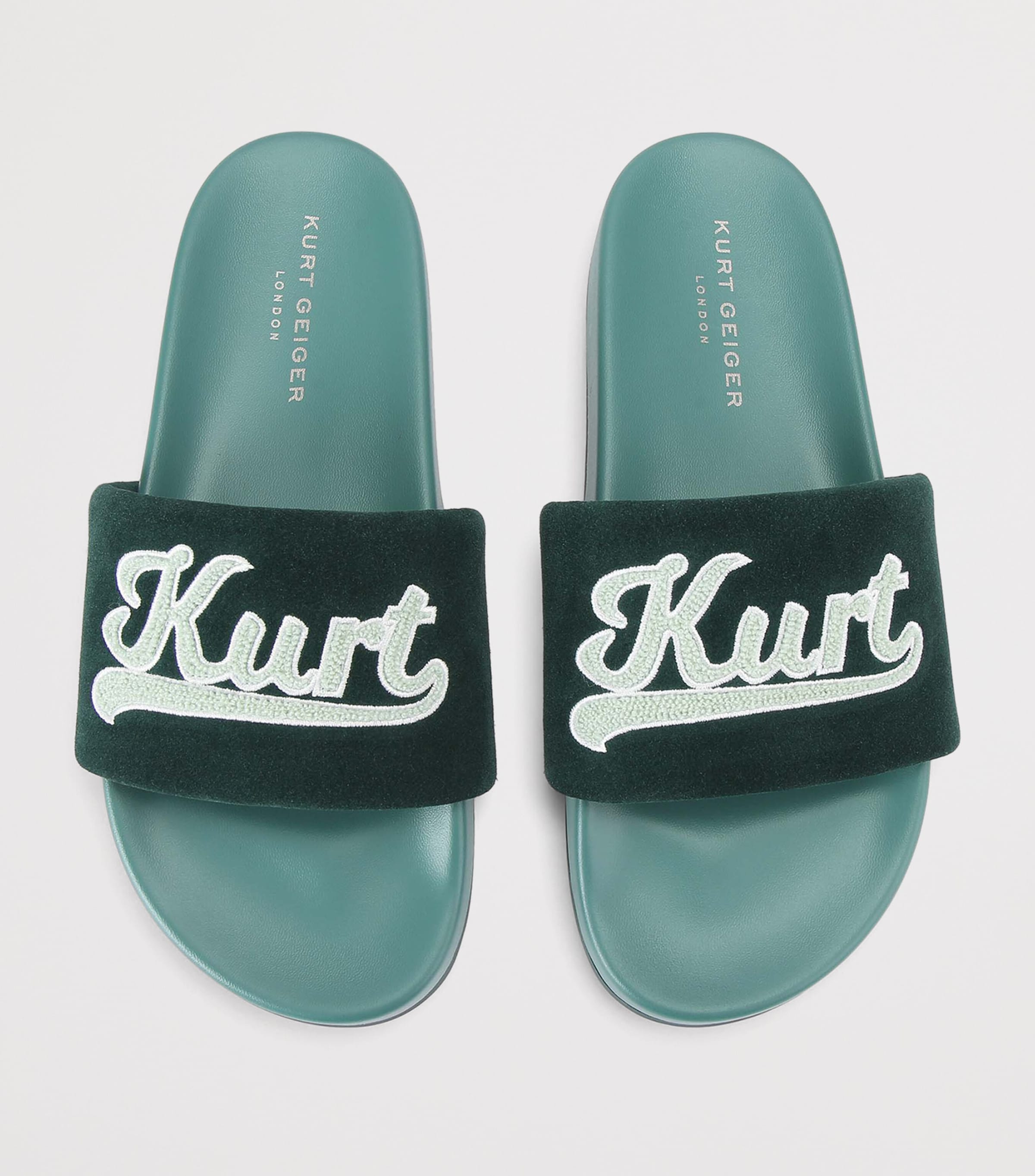 Suede Script Slides DARK GREEN Image 4