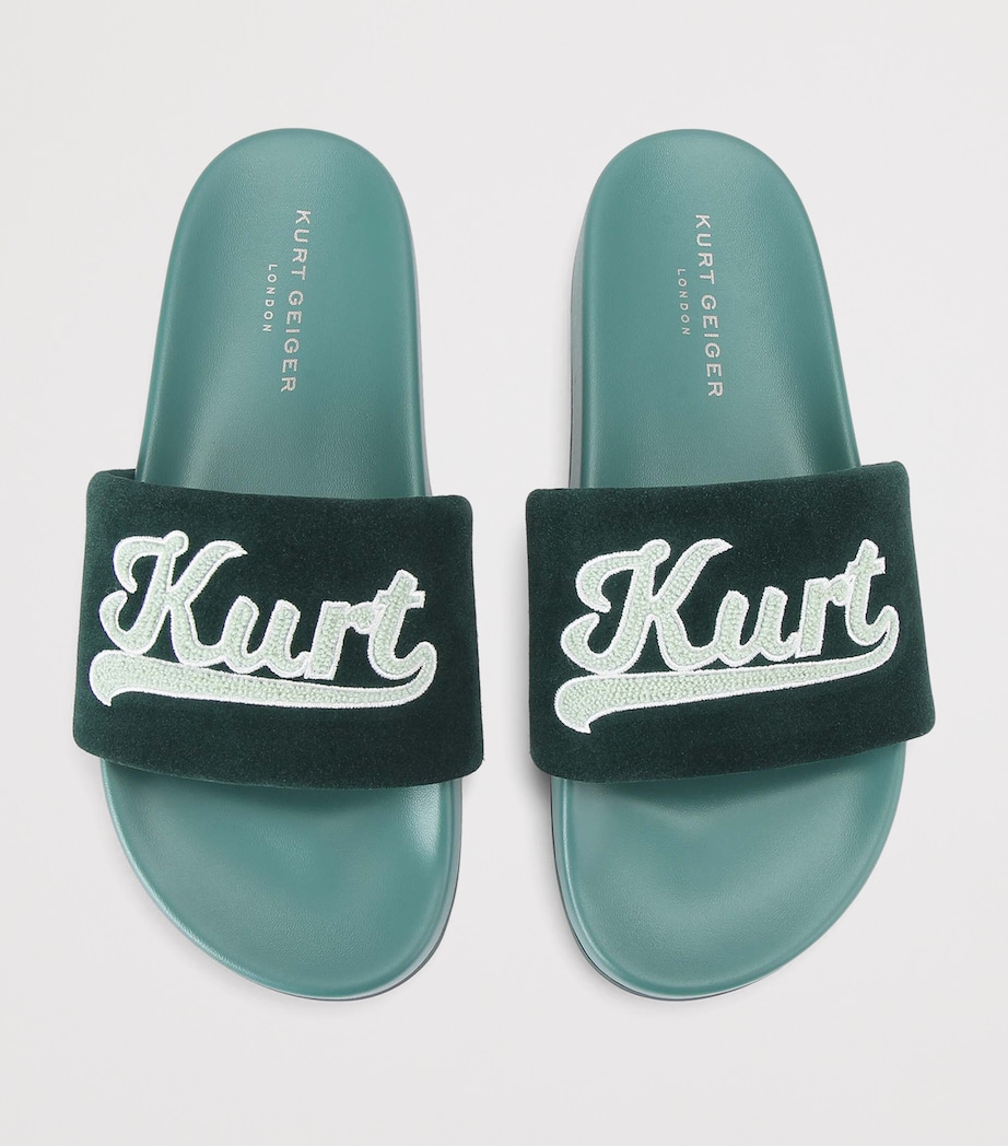 Suede Script Slides DARK GREEN Image 4