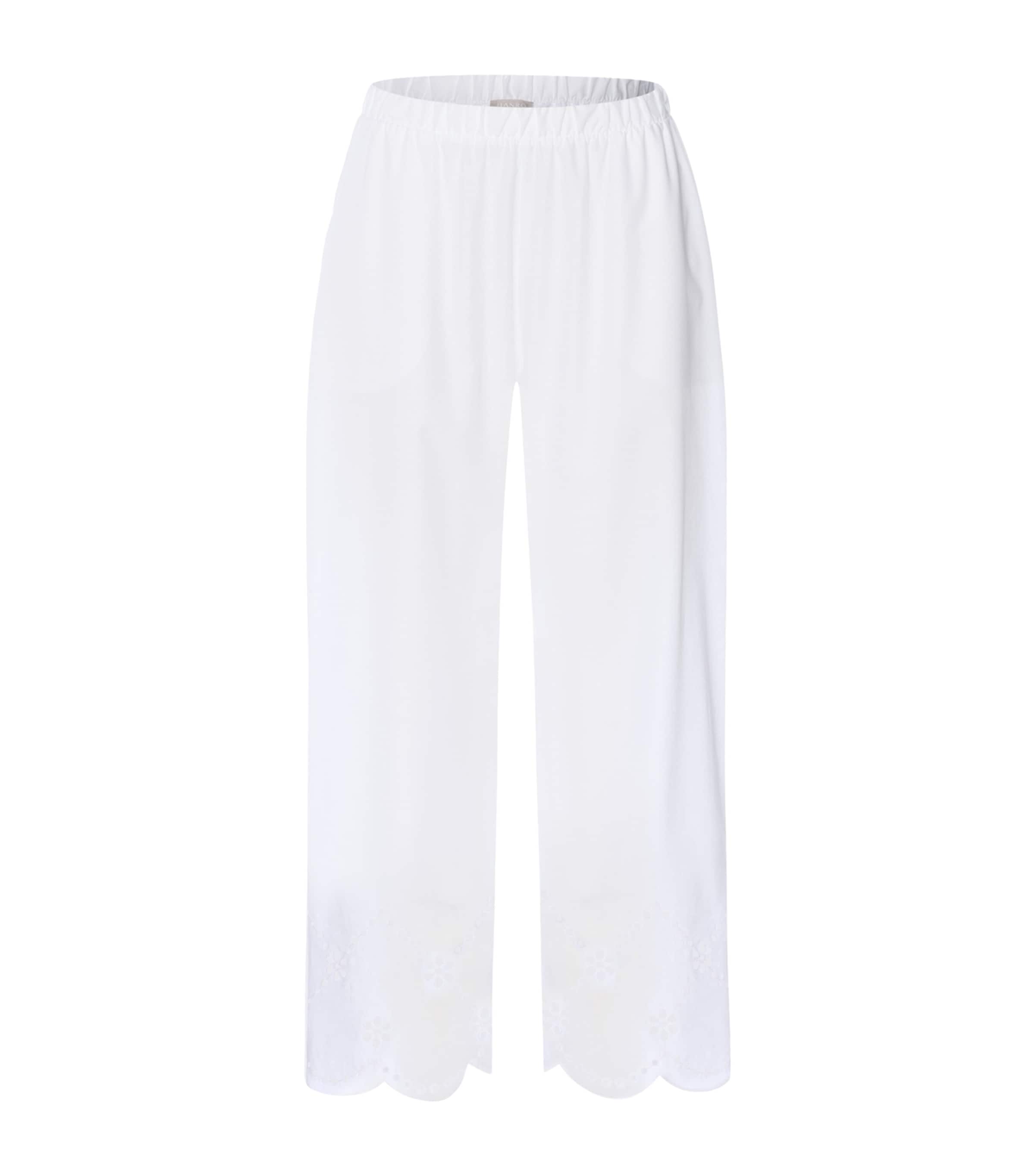 Hanro Womens Broderie Anglaise Cropped Trousers White Image 1