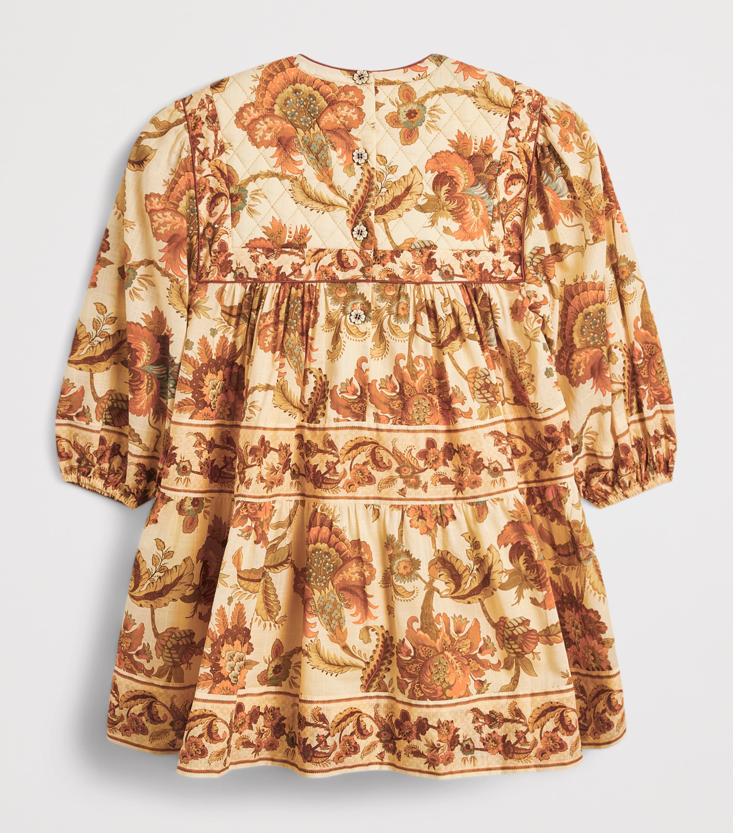 Zimmermann Kids Cotton Aster Quilted Dress (2-12 Years) Cream Jacobean Image 2