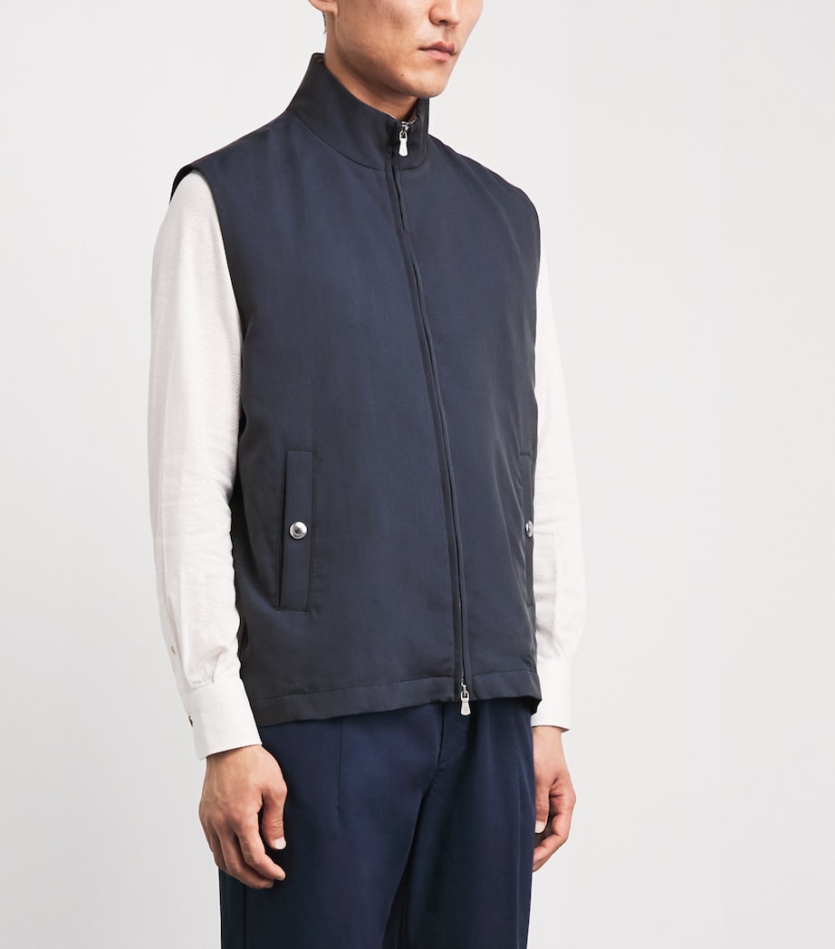 Eleventy Mens Silk Technical Gilet Blu Image 4