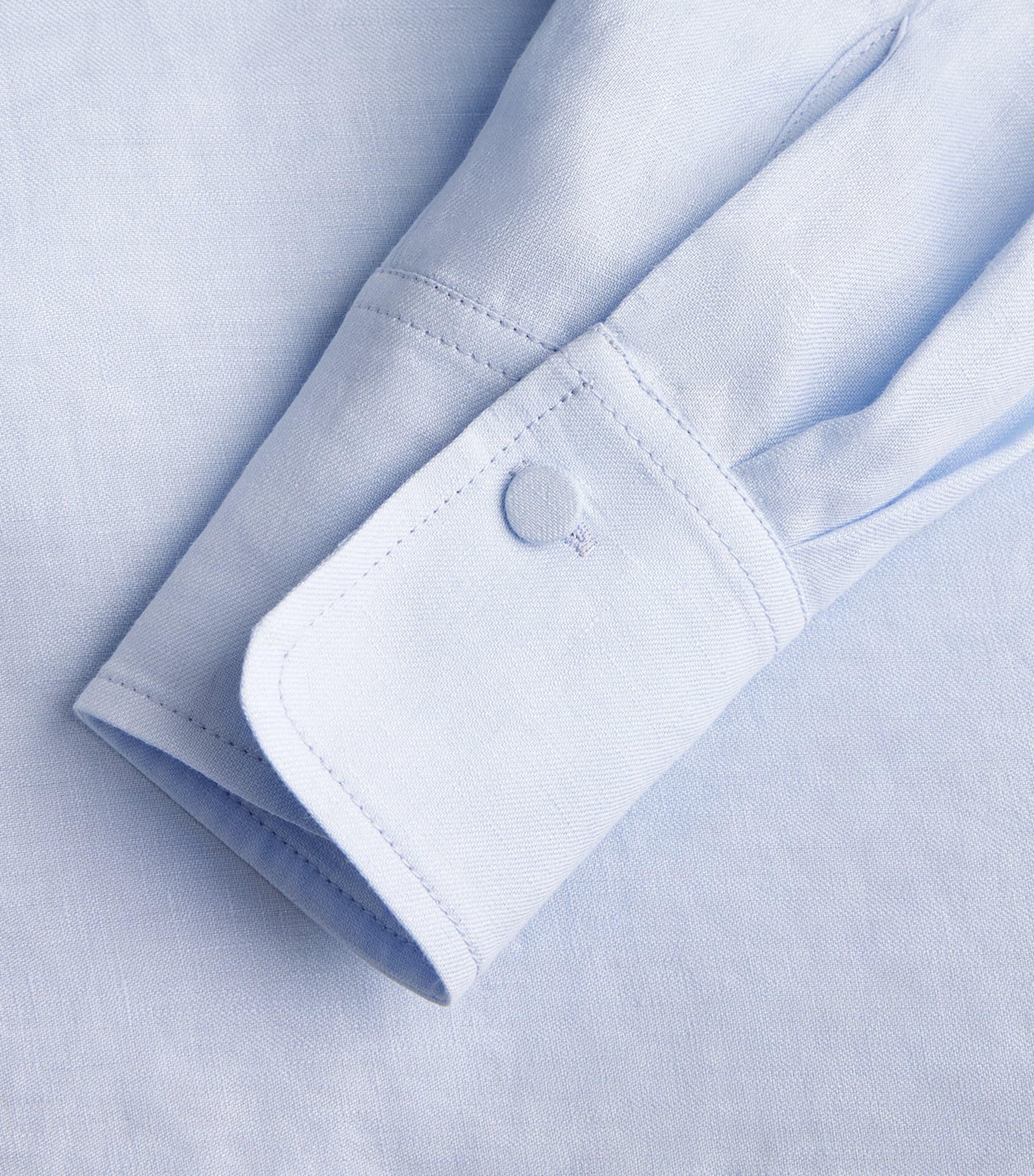 Agnona Womens Linen Long-Sleeve Shirt Light Blue Cloud Image 6