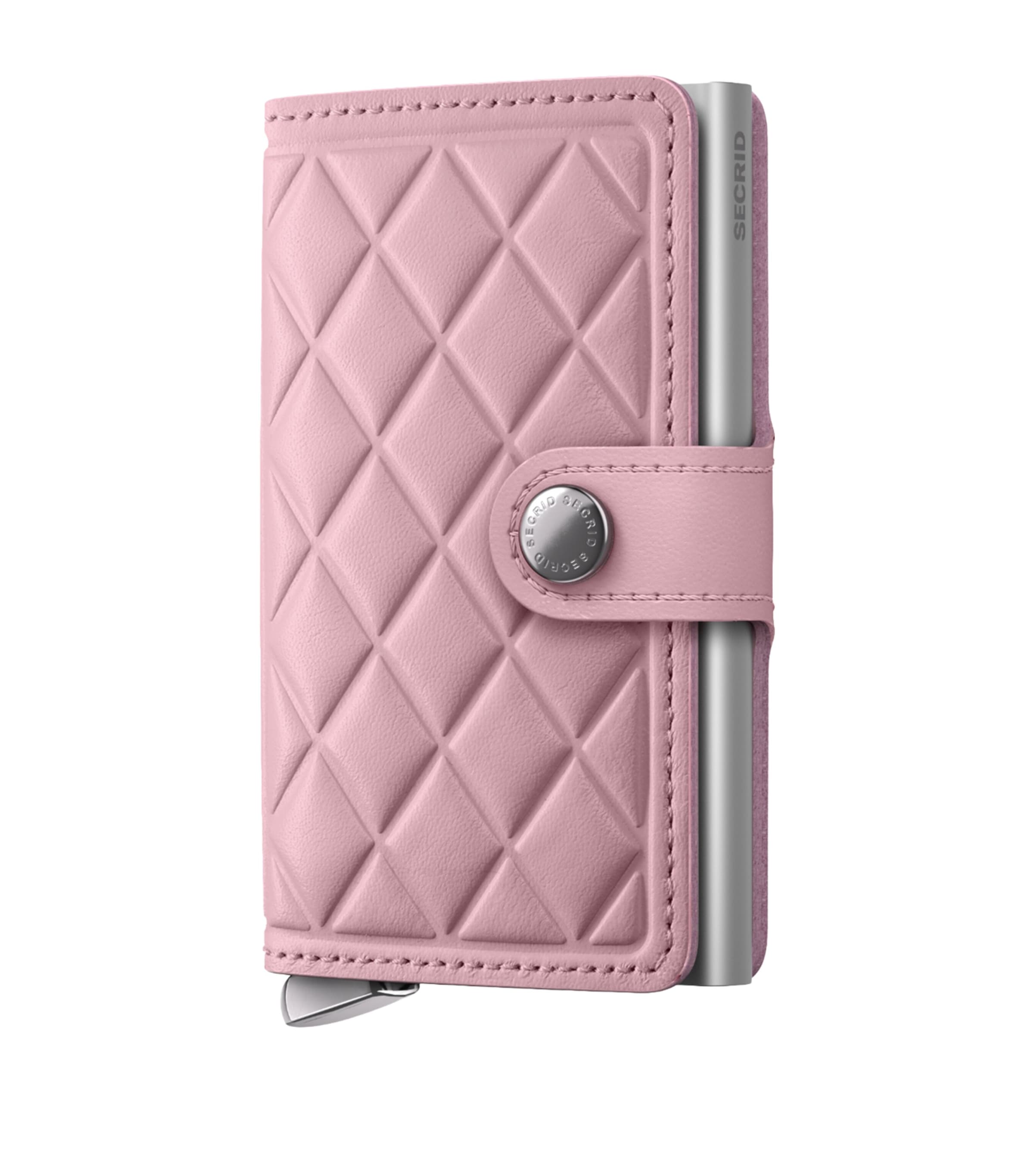 Secrid Leather Diamond-embossed Miniwallet In Pink