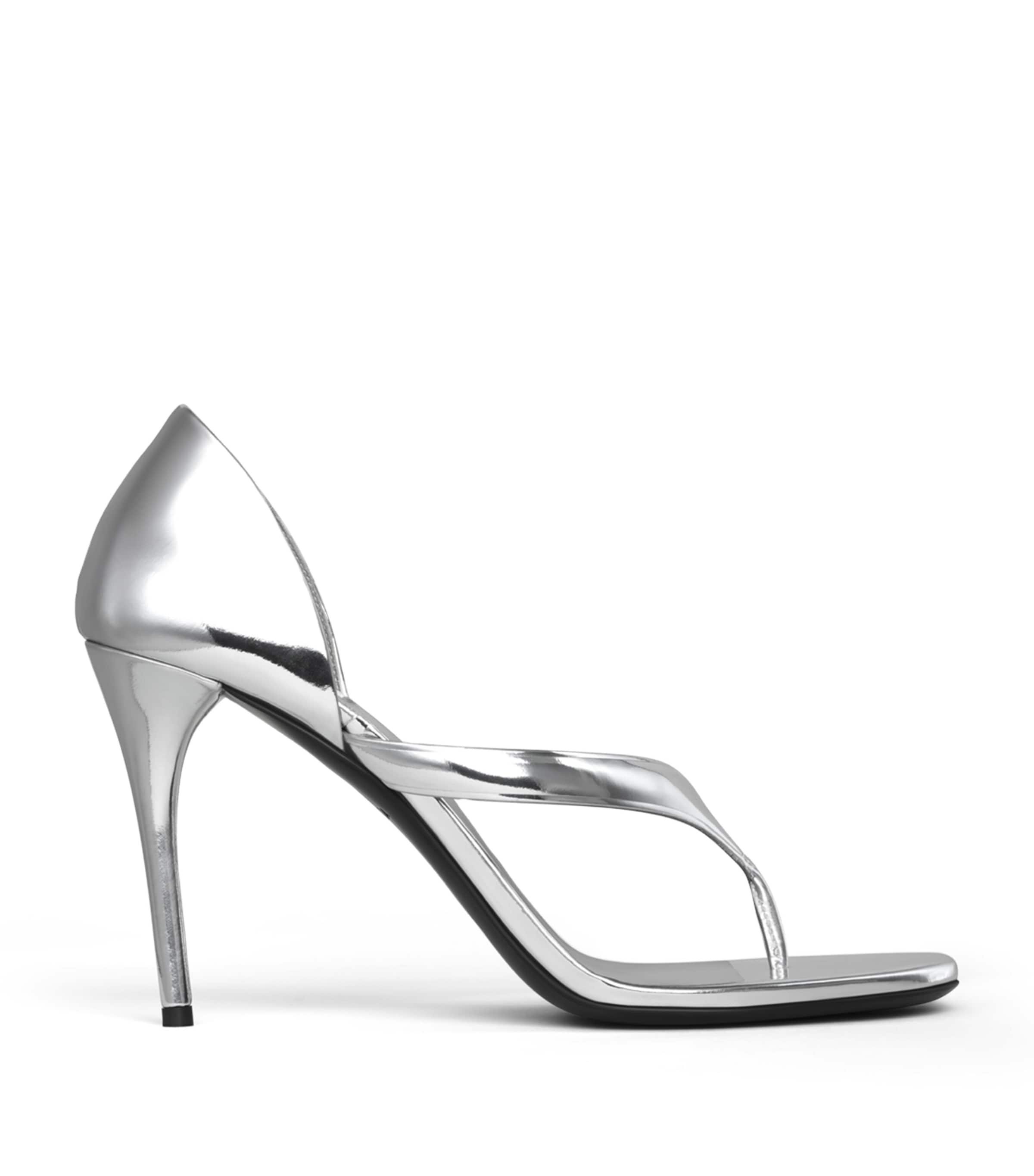 Alaïa Laminated Leather Infradito Sandals 90 White Silver Image 1